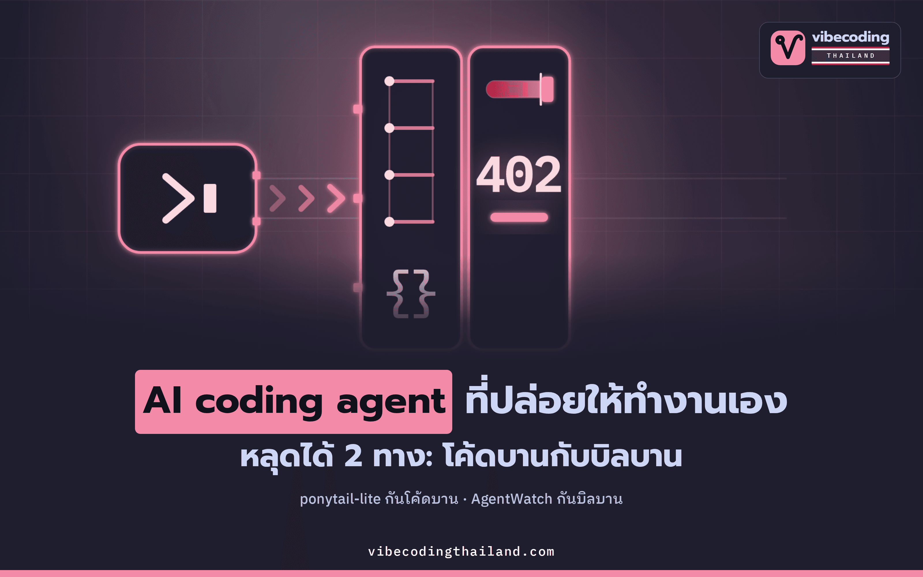 ปล่อย AI coding agent ทำงานเองแล้วมันหลุดได้ 2 ทาง คุมไว้ด้วย ponytail-lite กับ AgentWatch