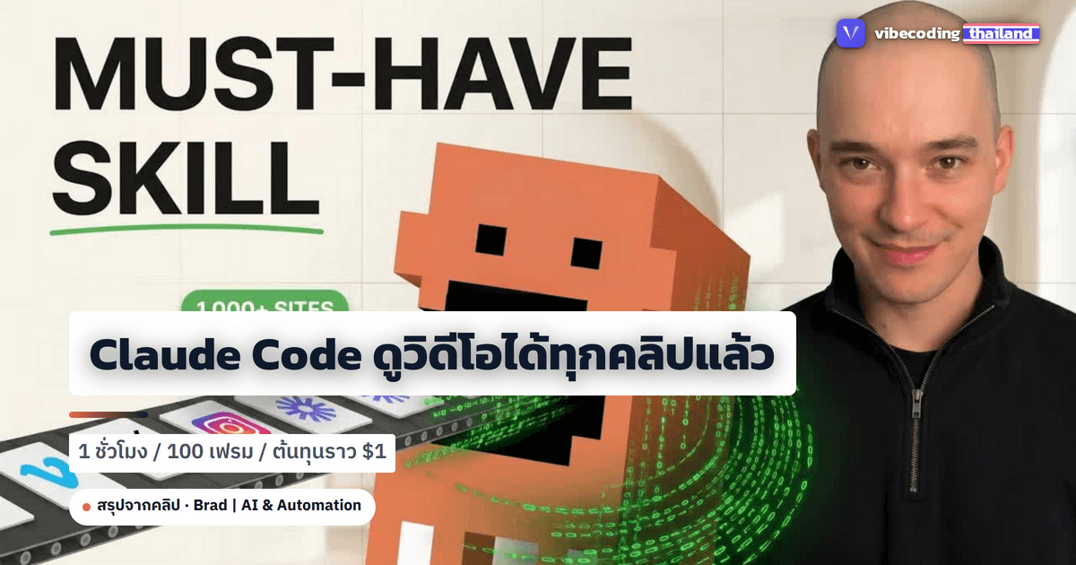 /watch: skill ฟรีที่ทำให้ Claude Code ดูวิดีโอความยาว 1 ชั่วโมงจบในไม่กี่นาที ด้วยต้นทุนราว $1