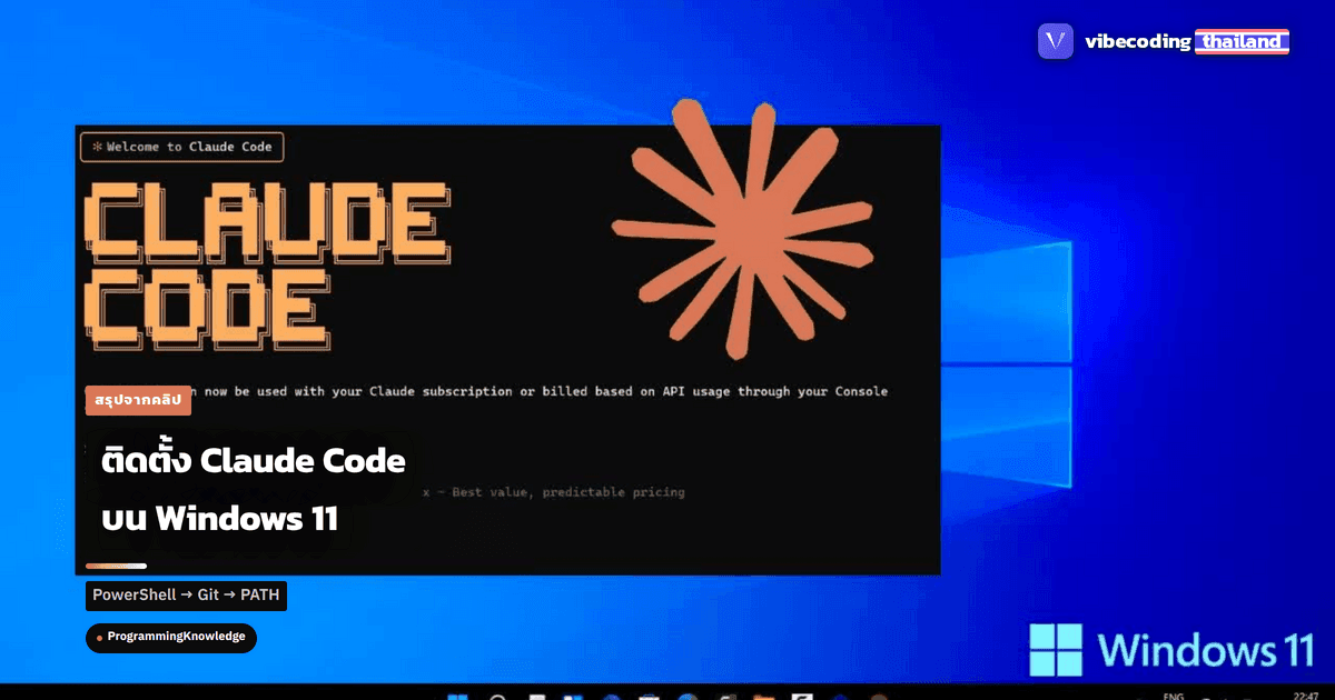 วิธีติดตั้ง Claude Code บน Windows 11 ฉบับปี 2026: PowerShell, Git Bash ...