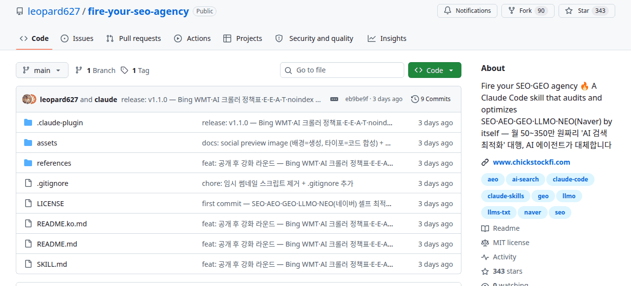หน้าโปรเจกต์ fire-your-seo-agency บน GitHub