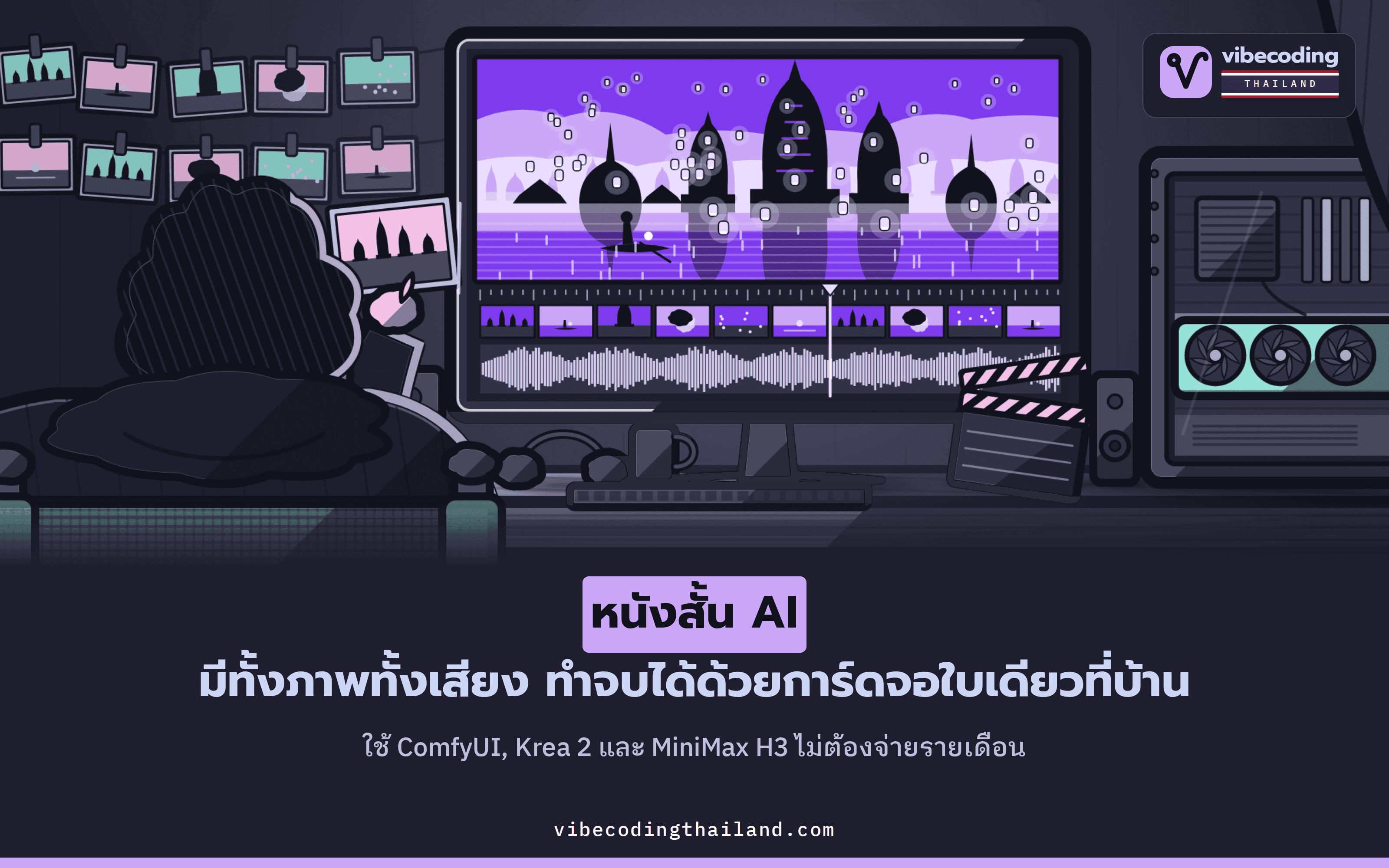 ทำหนังสั้น AI ยาว 60 วินาทีด้วย ComfyUI, Krea 2 และ MiniMax H3 บนการ์ดจอใบเดียวที่บ้าน