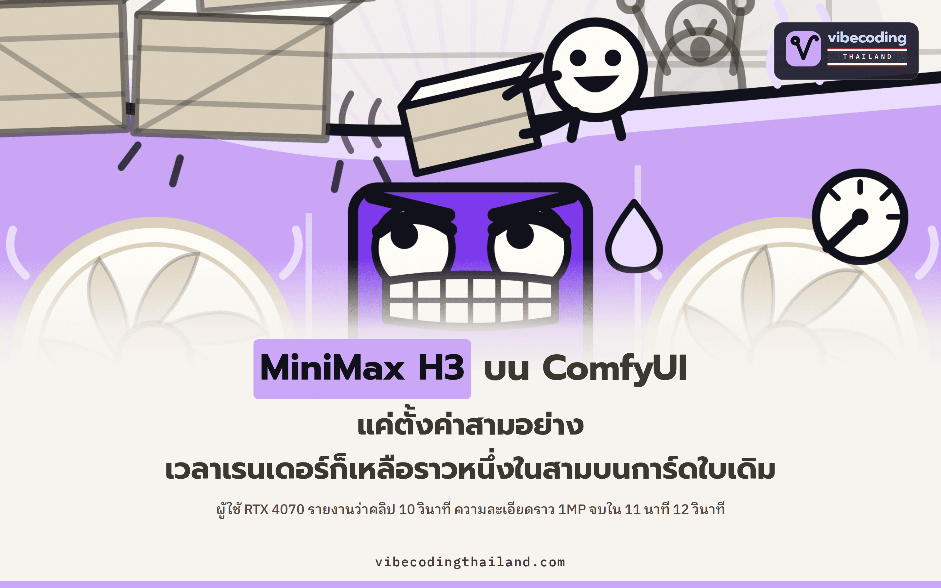 การตั้งค่าสามอย่างใน ComfyUI ที่ผู้ใช้ RTX 4070 รายงานว่าลดเวลาเรนเดอร์ MiniMax H3 เหลือราวหนึ่งในสาม