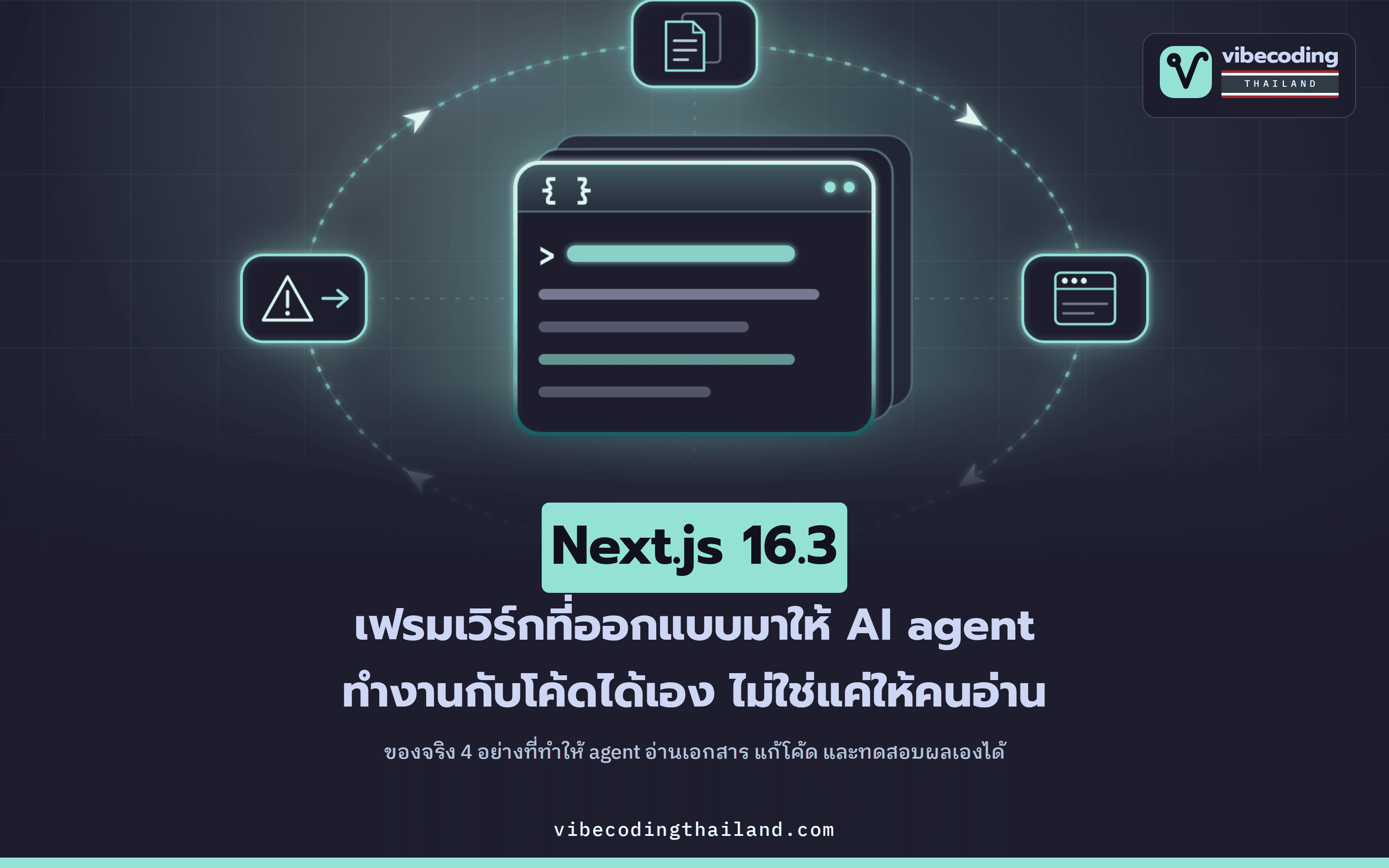 Next.js 16.3 เพิ่มฟีเจอร์ใหม่ที่ออกแบบมาให้ AI coding agent ใช้ ไม่ใช่แค่ให้คนอ่านอย่างเดียว