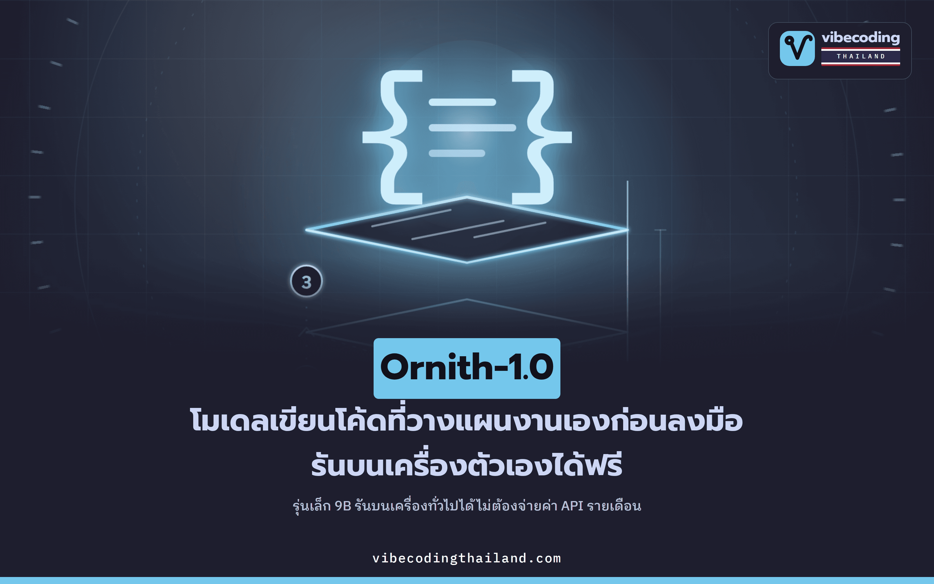 Ornith-1.0 โมเดลเขียนโค้ดโอเพนซอร์สที่วางแผนงานให้ตัวเองก่อนลงมือ · รุ่น 9B โหลดมารันในเครื่องเองได้ฟรี