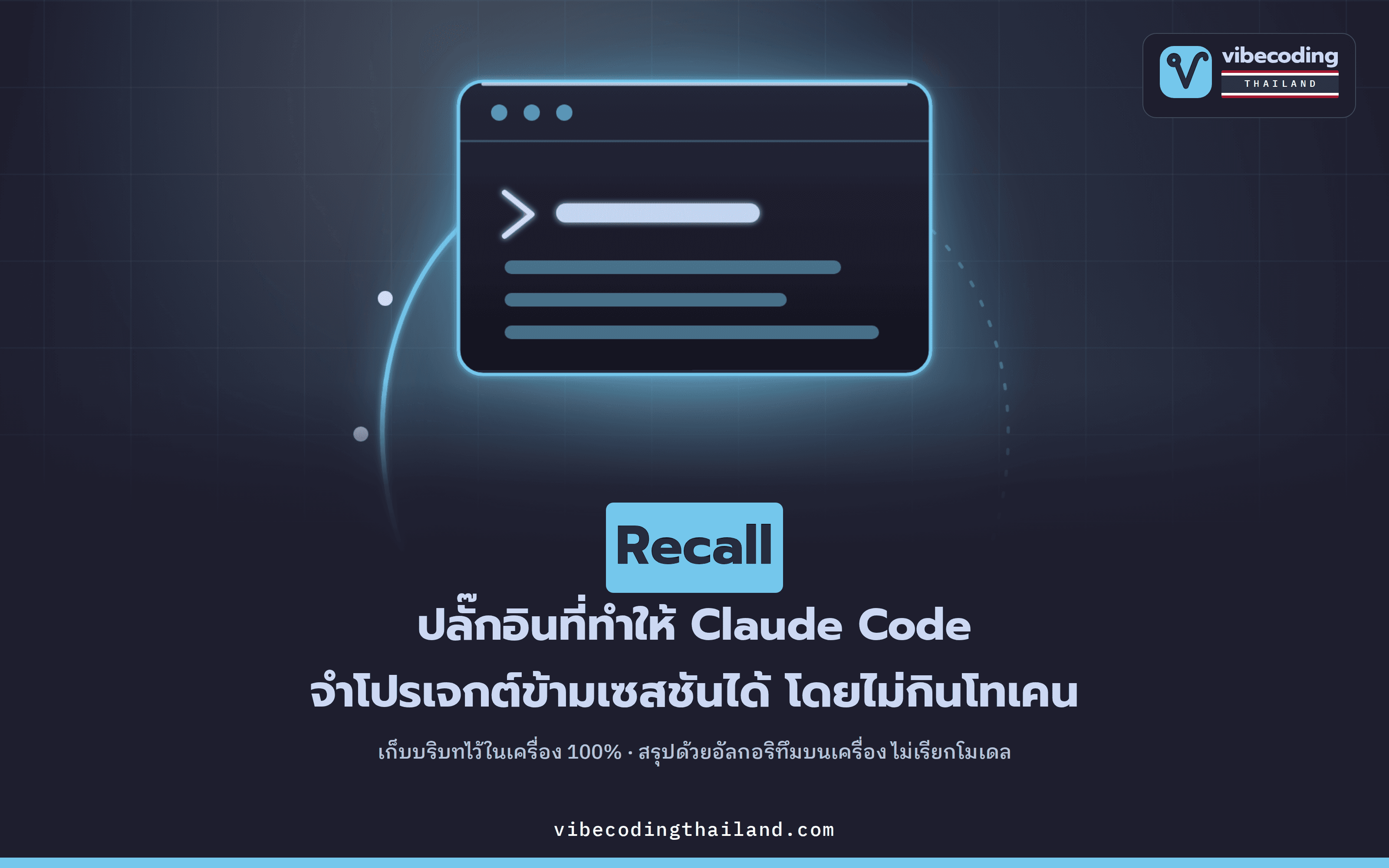 Recall ปลั๊กอินที่ทำให้ Claude Code จำบริบทโปรเจกต์ข้ามเซสชันได้ เก็บไว้ในเครื่อง ไม่กินโทเคน