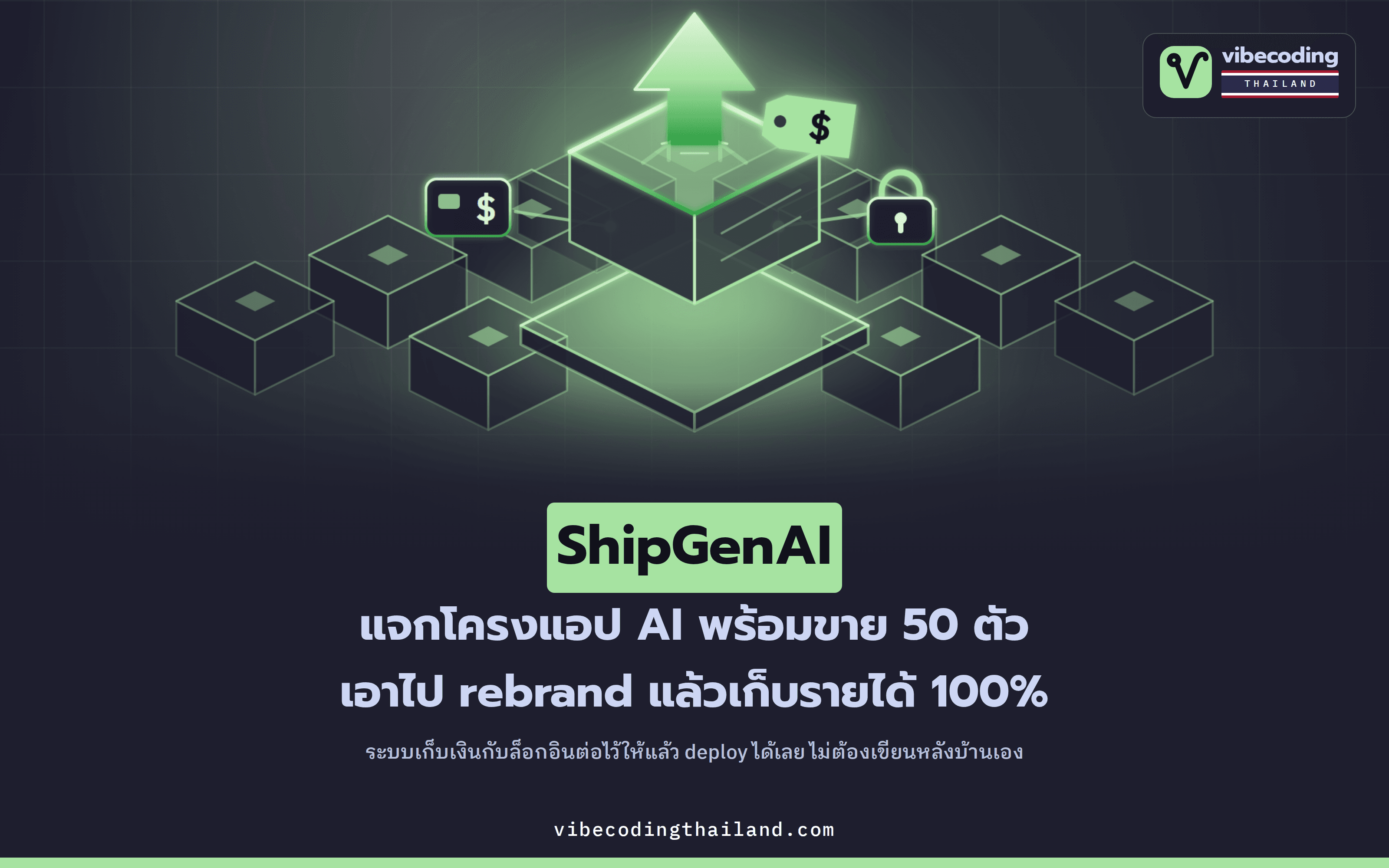 ShipGenAI รีโปโอเพนซอร์สที่แจกโครงแอป AI SaaS พร้อมขาย 50 ตัว เอาไป rebrand แล้วเก็บรายได้ 100%