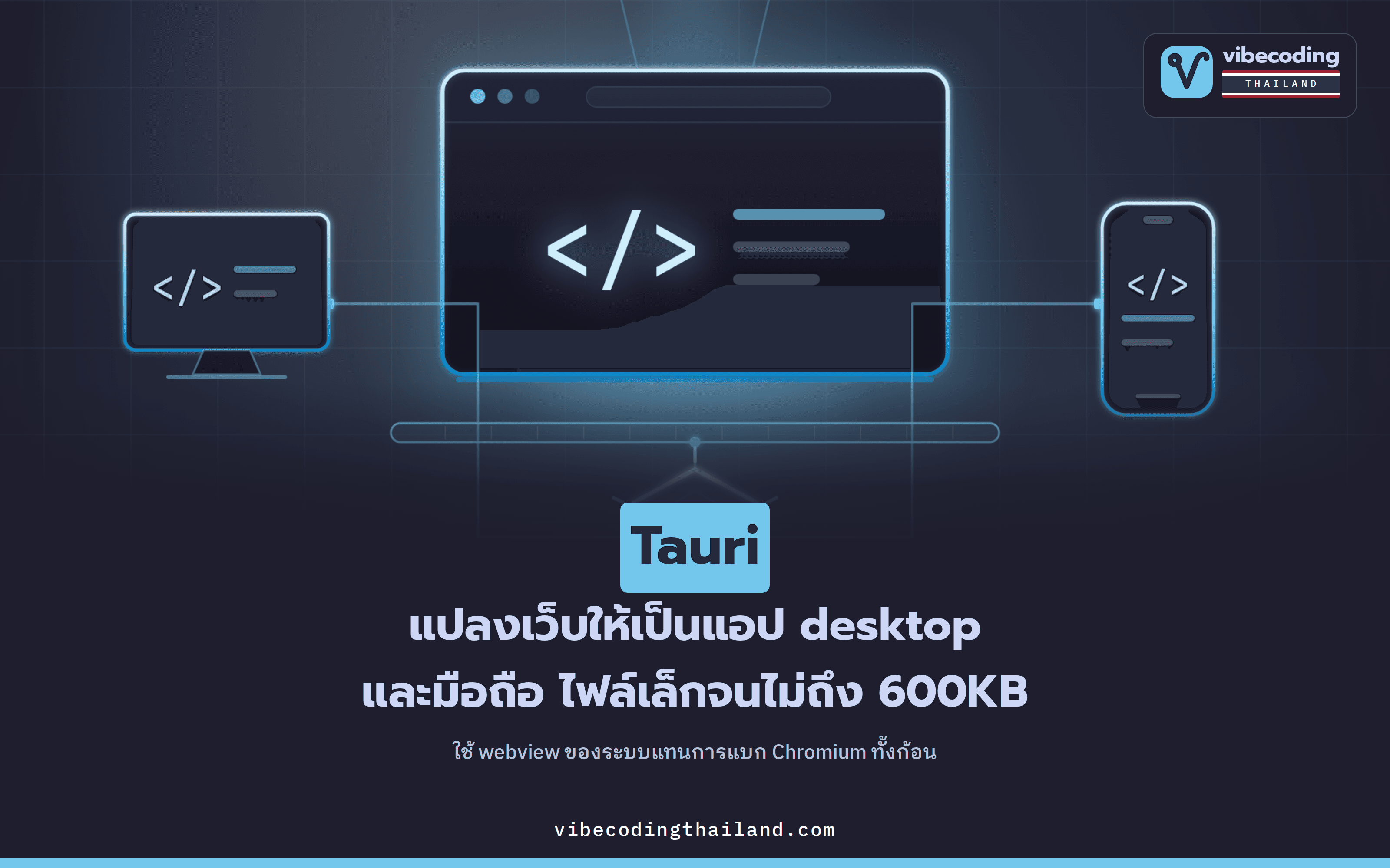 Tauri ทำแอป desktop และมือถือจากหน้าเว็บ ไฟล์เล็กจนต่ำกว่า 600KB ได้