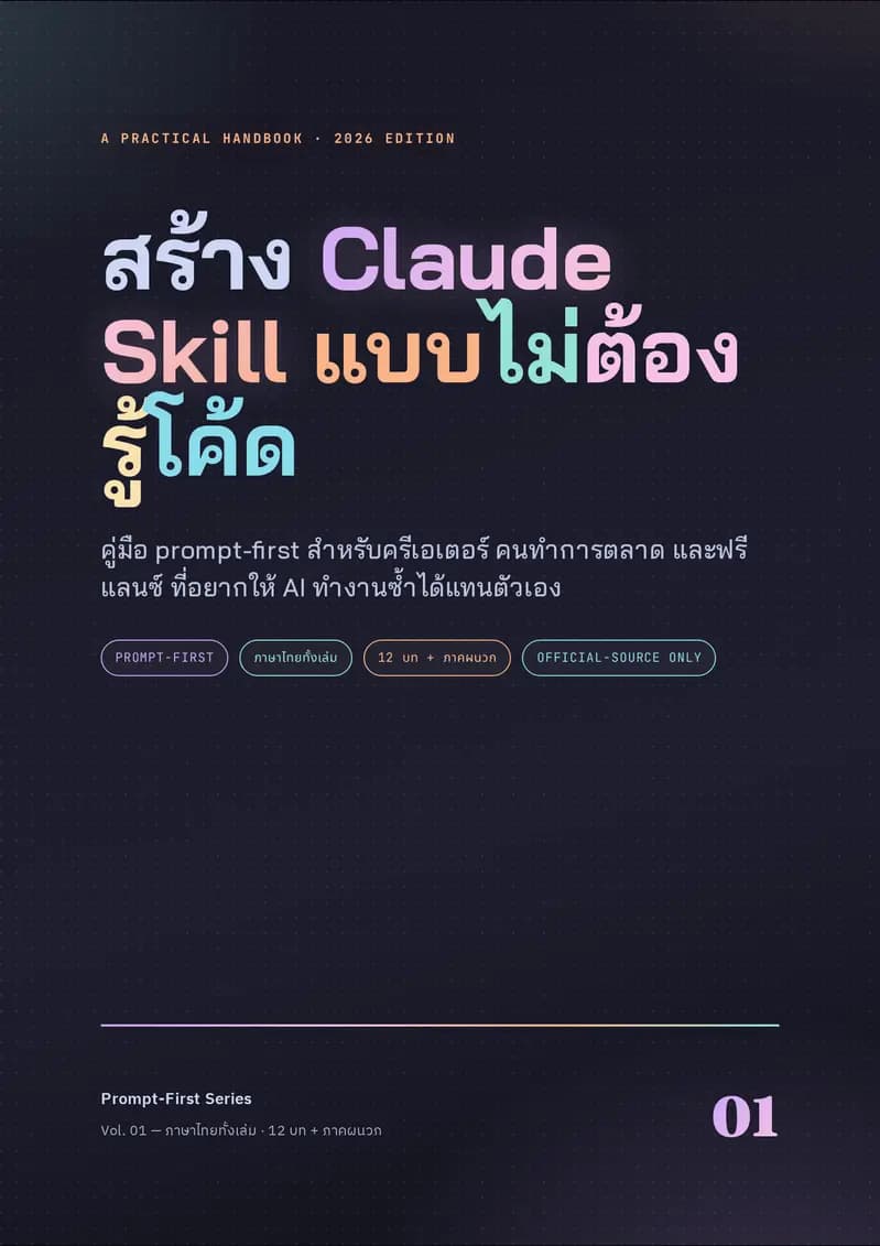 ปกหนังสือ สร้าง Claude Skill แบบไม่ต้องรู้โค้ด