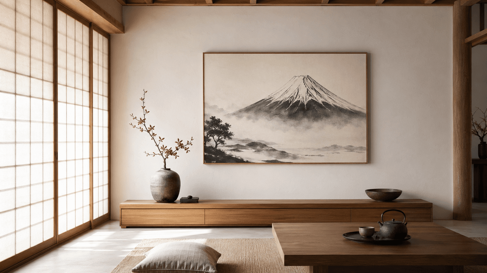 สร้างภาพแนว Ukiyo-e / Sumi-e สไตล์ Minimalist สำหรับตกแต่งผนัง