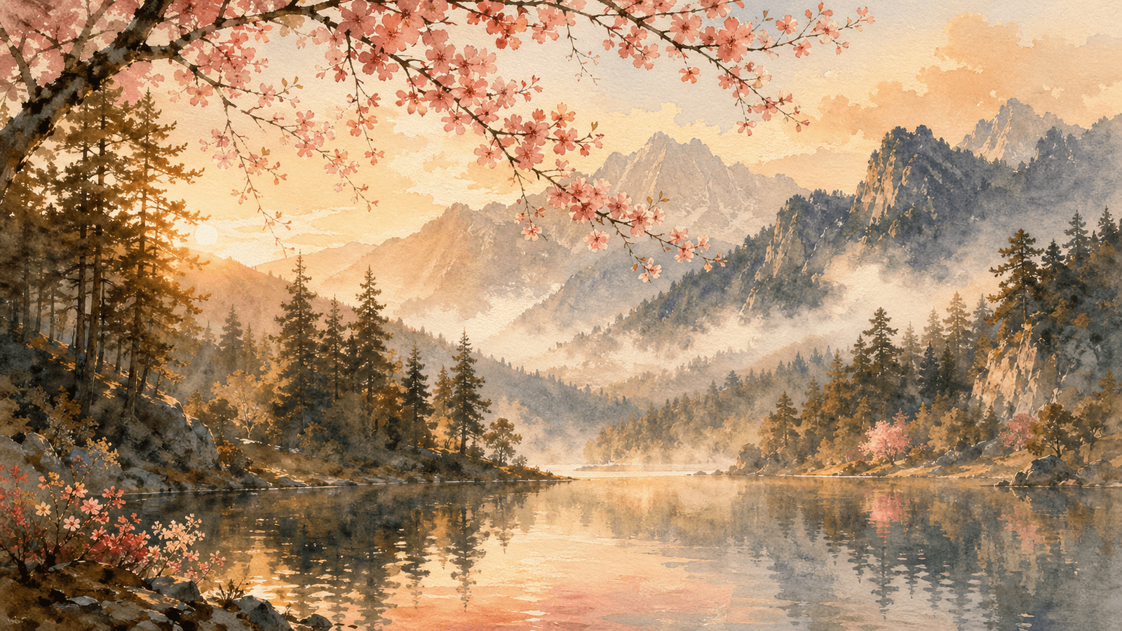 สร้างภาพ Watercolor ธรรมชาติสไตล์อบอุ่น สำหรับพิมพ์ติดผนัง