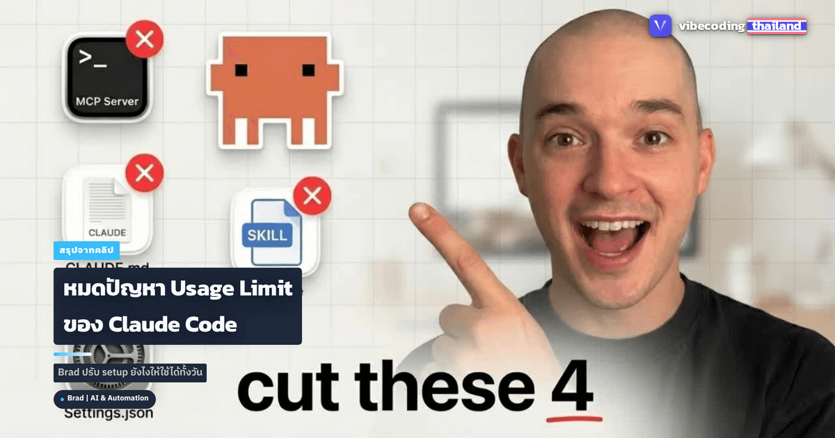 เลิกชน Usage Limit ของ Claude Code: สิ่งที่ Brad ปรับใน setup จนใช้ได้ทั้งวัน