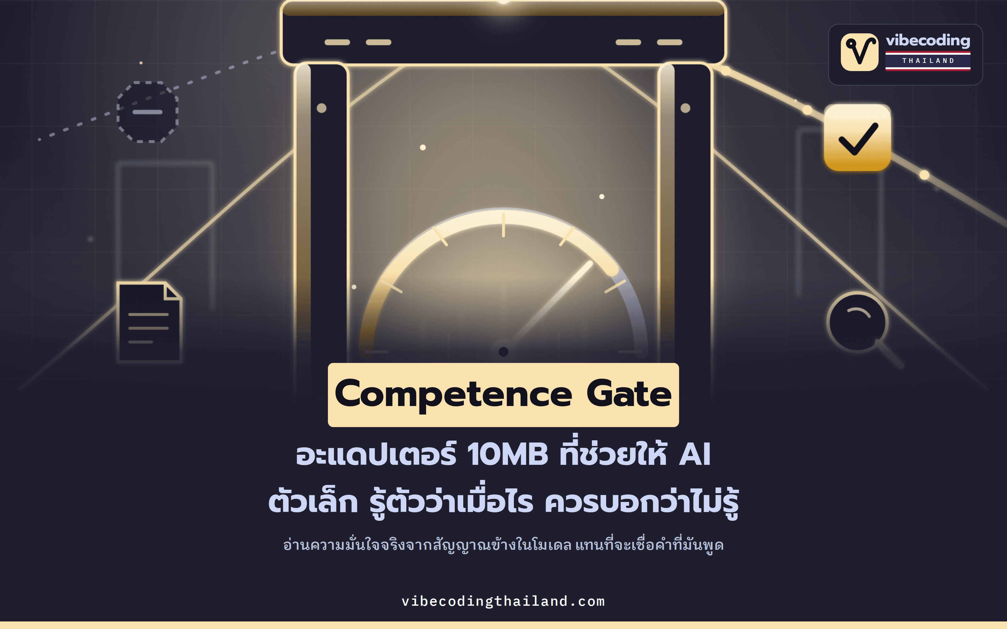 โมเดล AI ตัวเล็กรู้มากกว่าที่บอกออกมา · Competence Gate คือ LoRA 10MB ที่อ่านสัญญาณความมั่นใจที่แท้จริงจากภายในโมเดล