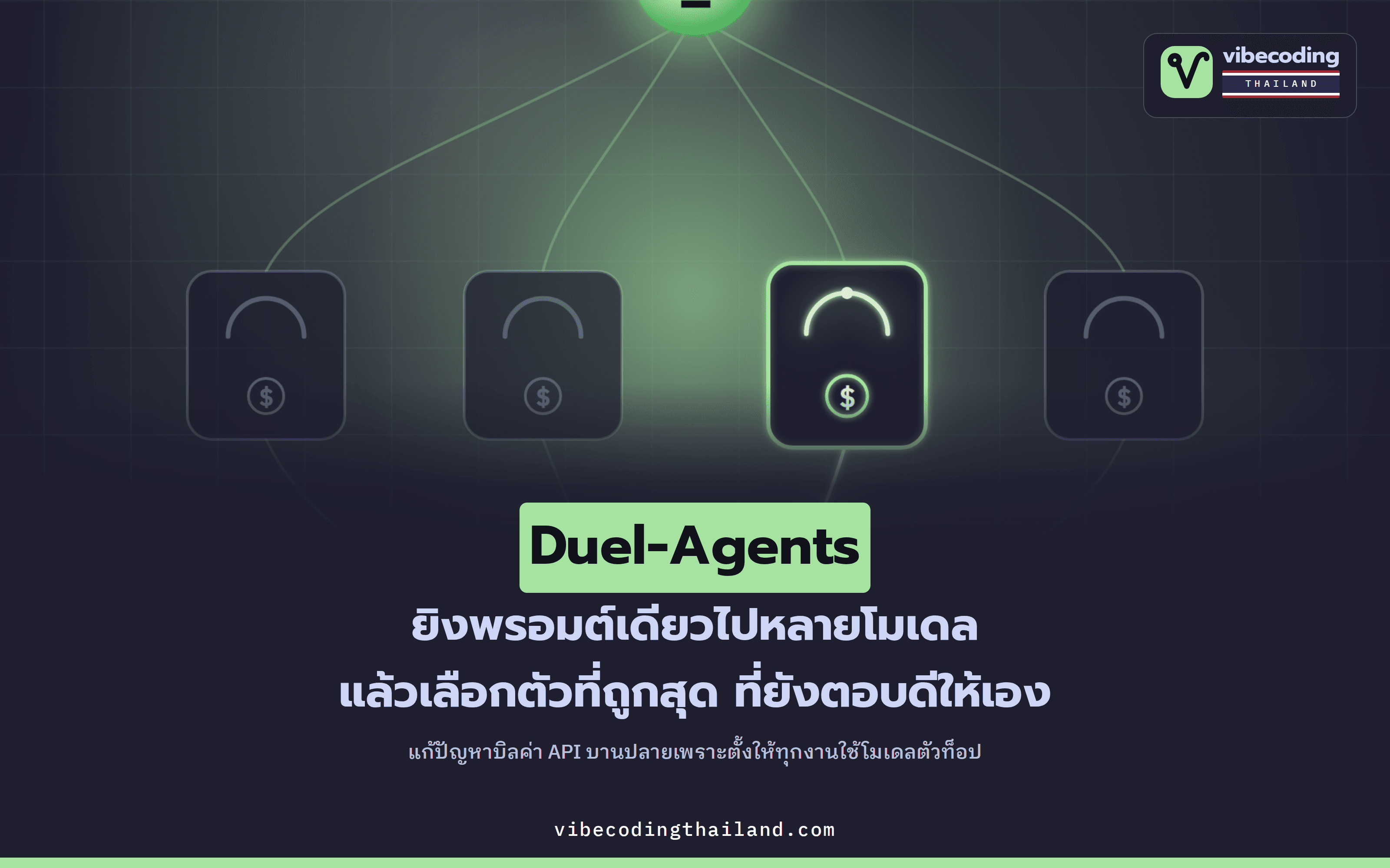 Duel-Agents · ส่งพรอมต์เดียวไปหลายโมเดลพร้อมกัน แล้วเลือกโมเดลที่ถูกที่สุดแต่ยังตอบดีให้อัตโนมัติ