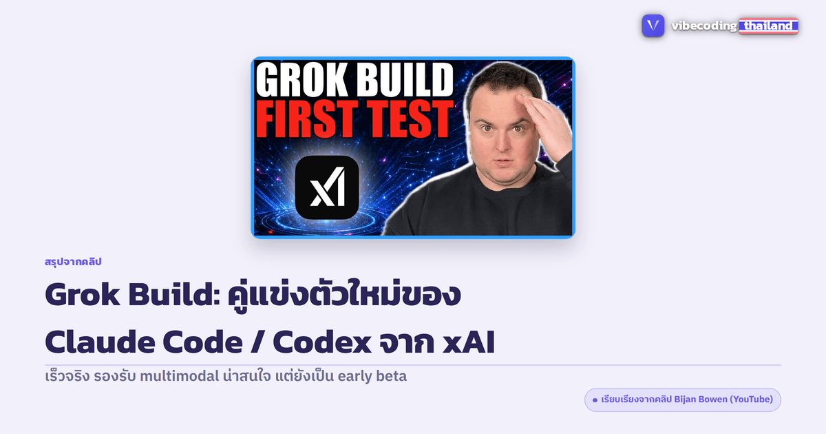 Grok Build: เปิดสนามชน Claude Code และ Codex สรุปผลทดสอบจริงจากคลิป Bijan Bowen