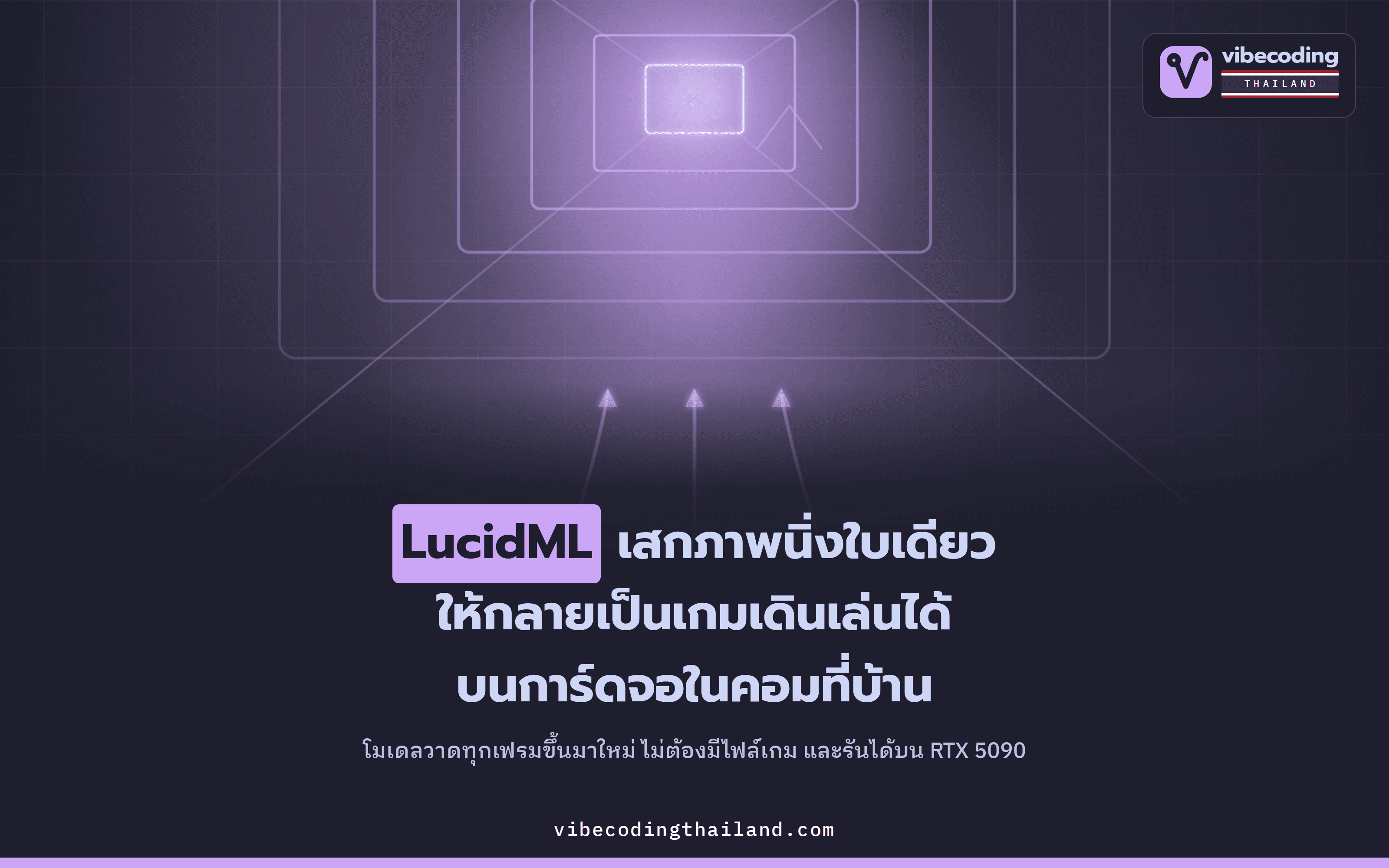 LucidML เสกภาพนิ่งใบเดียวให้กลายเป็นเกมที่เดินเล่นได้ · แล้วรันบนการ์ดจอเครื่องบ้าน RTX 5090 ได้เอง