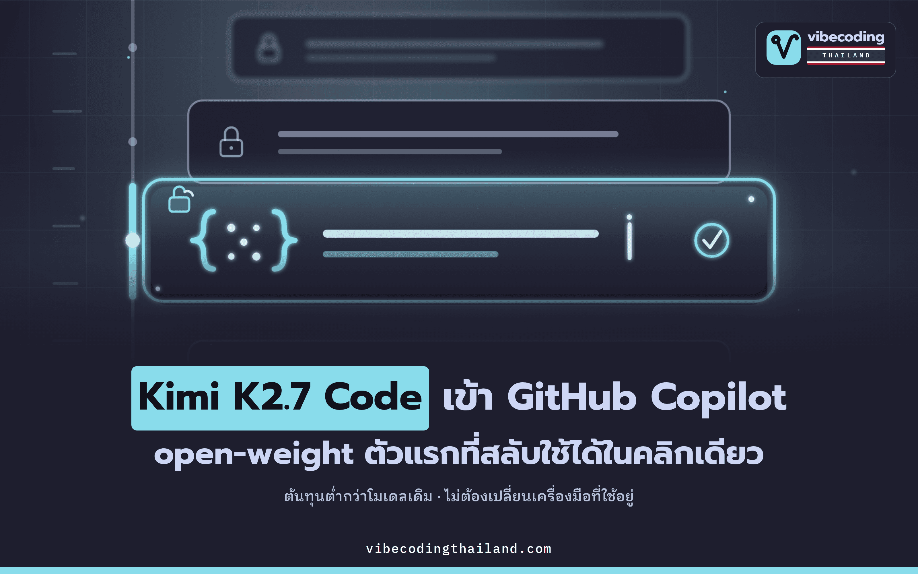 GitHub Copilot เพิ่ม Kimi K2.7 Code ให้เลือกใช้แล้ว · โมเดล open-weight ตัวแรกใน model picker ที่ต้นทุนต่ำกว่า