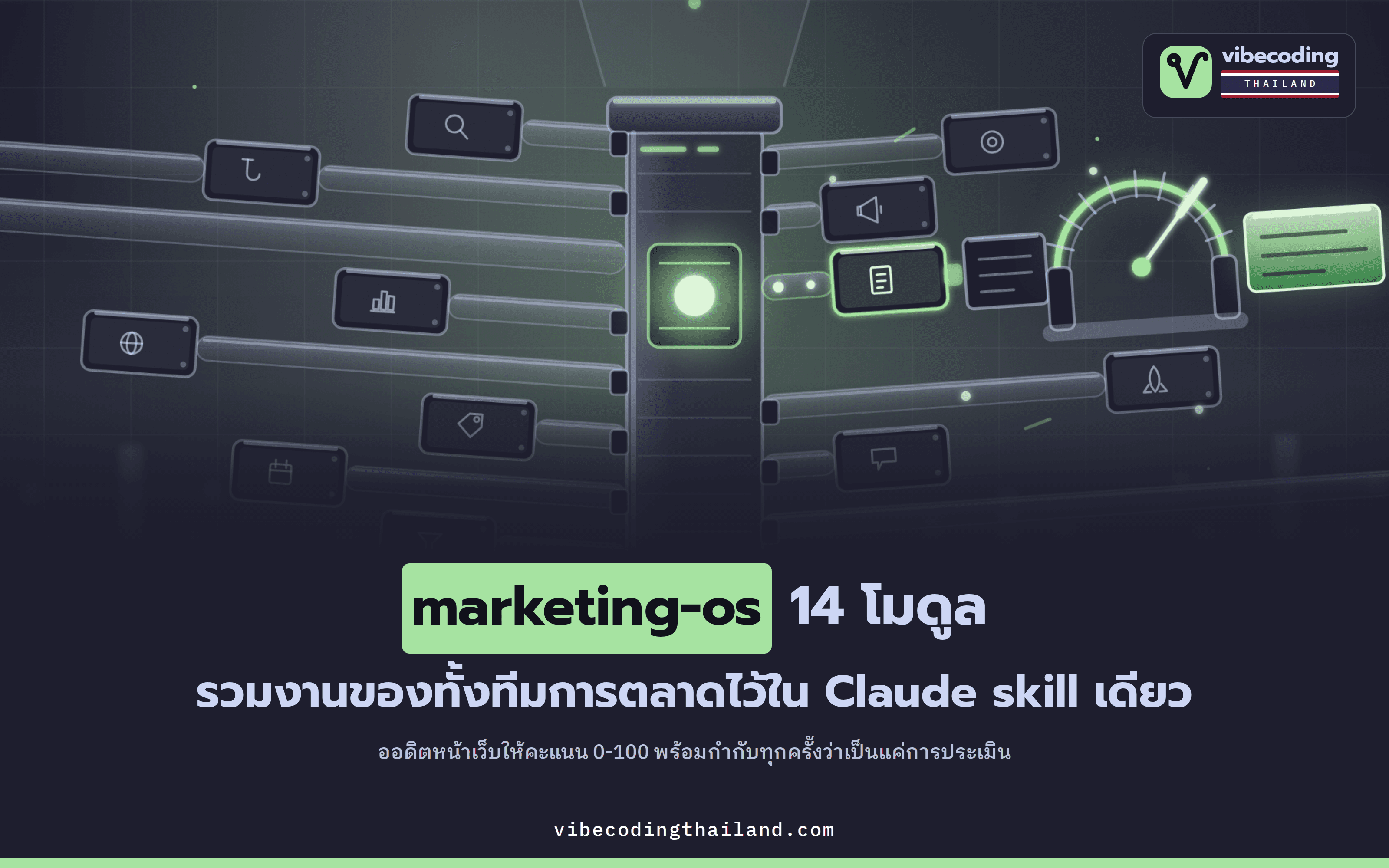 marketing-os · Claude skill เดียวที่รวมงานการตลาด 14 โมดูล ออดิตเว็บให้คะแนน 0-100 และตรวจคำโฆษณาก่อนถึงมือคนอ่าน