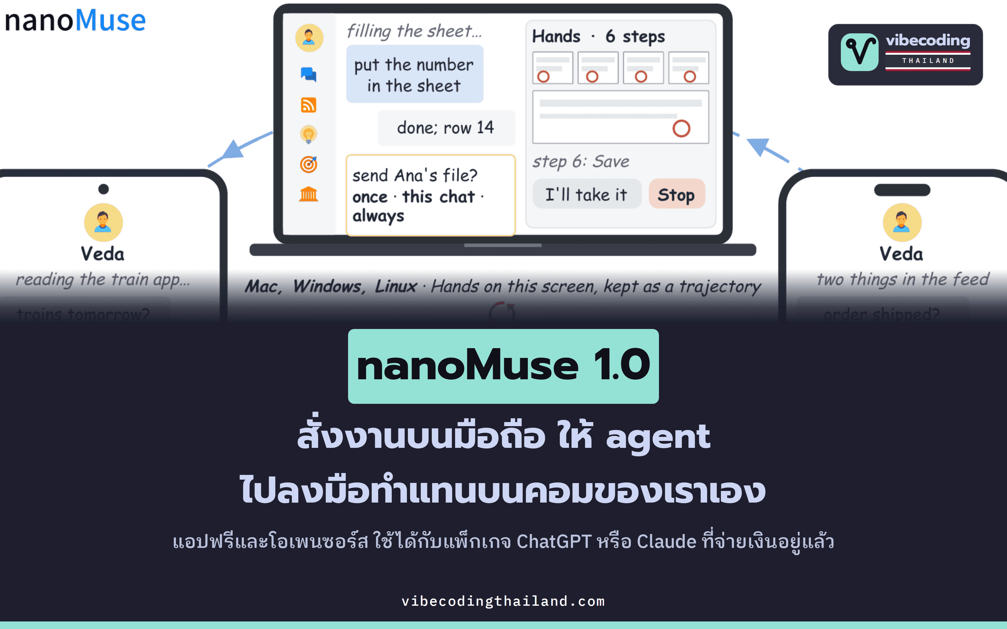 nanoMuse 1.0 ออกแล้ว agent ส่วนตัวแนว Muse ของ Meta แต่โอเพนซอร์สและแอปฟรี ทำงานแทนเราบนมือถือกับคอมของเราเอง สั่งข้ามเครื่องได้ พร้อมใช้กับแพ็กเกจ ChatGPT หรือ Claude ที่จ่ายอยู่แล้วได้