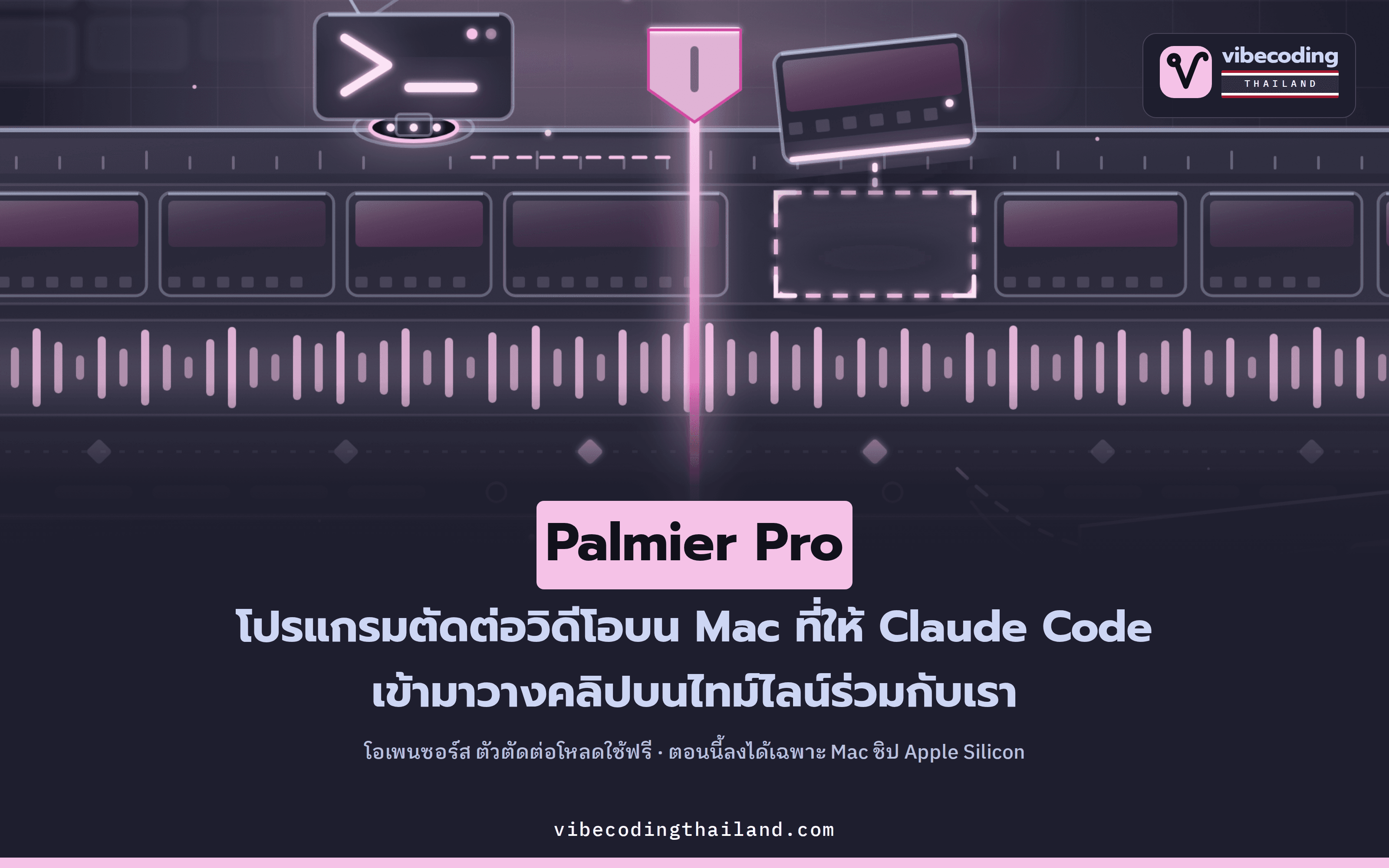 Palmier Pro โปรแกรมตัดต่อวิดีโอสำหรับ Mac ที่รันตัวเองขึ้นมาเป็น MCP server ให้ Claude Code เข้ามาสั่งงานบนไทม์ไลน์