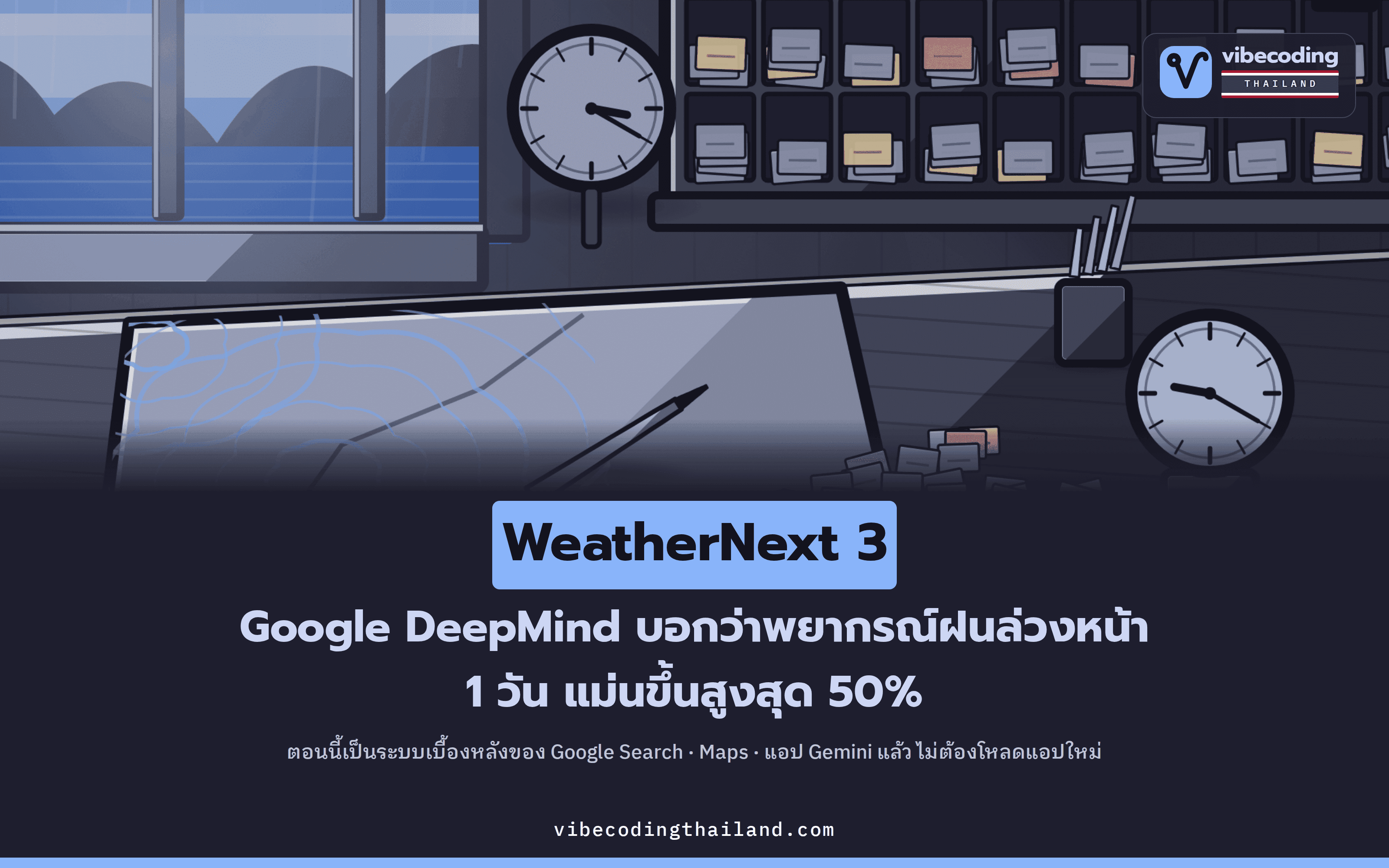 WeatherNext 3 คือโมเดลพยากรณ์อากาศใหม่ของ Google DeepMind ที่เรียนรู้จากภาพดาวเทียมสด และพยากรณ์ตัวแปรพื้นผิวหลักได้ละเอียดถึง 5 กิโลเมตร