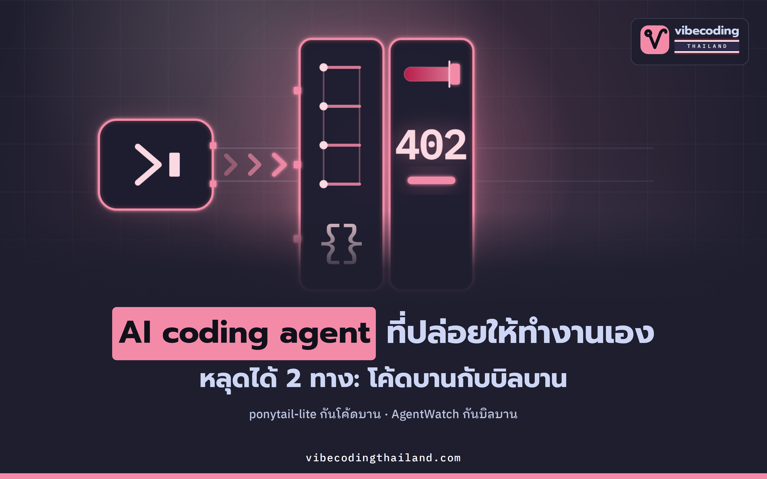 ปล่อย AI coding agent ทำงานเองแล้วมันหลุดได้ 2 ทาง คุมไว้ด้วย ponytail-lite กับ AgentWatch