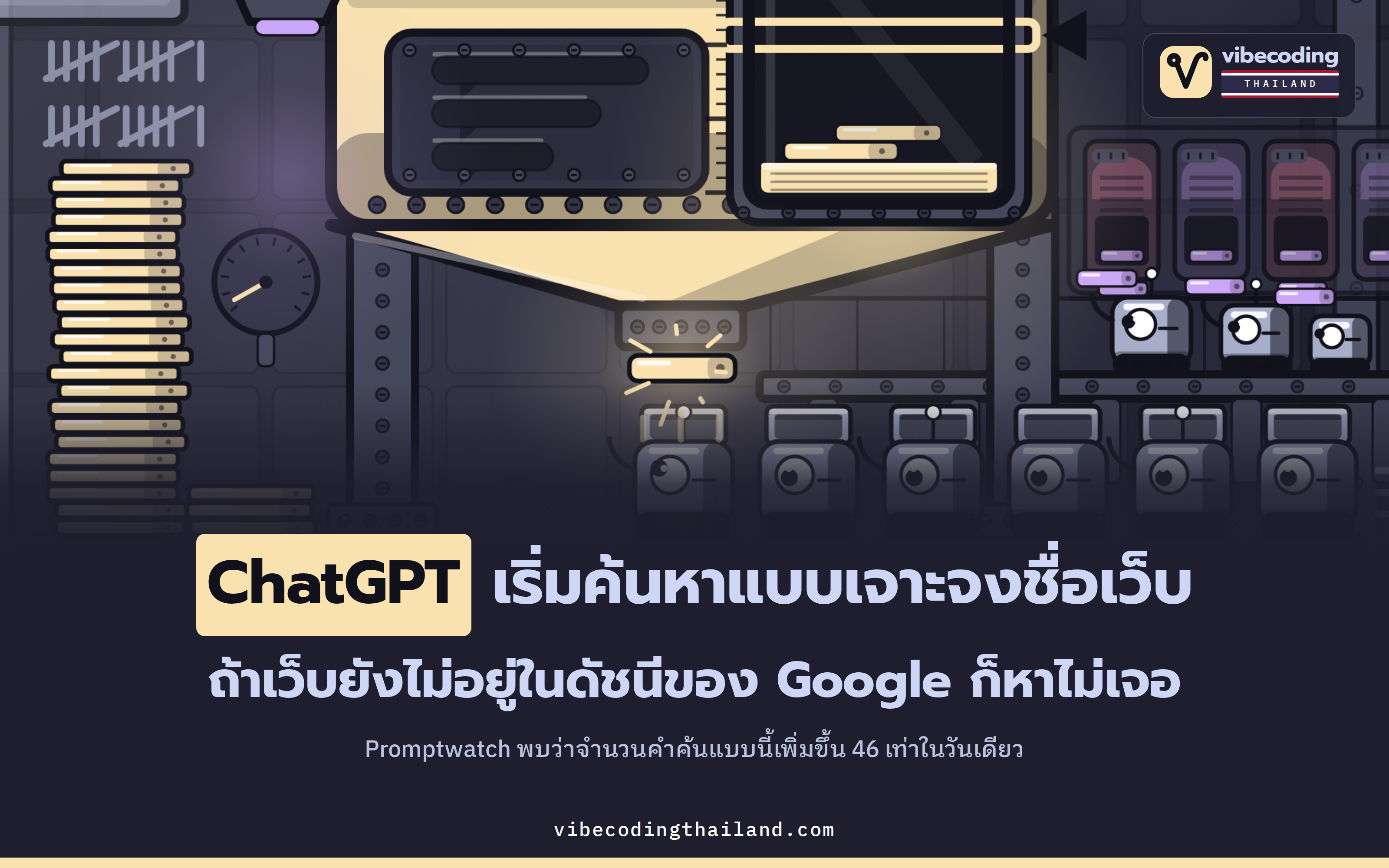 ChatGPT เริ่มค้นแบบเจาะรายเว็บด้วยคำสั่ง site: โดย Promptwatch พบว่าสัดส่วนคำค้นเบื้องหลังพุ่งขึ้นเป็น 16.8% ในวันเดียว