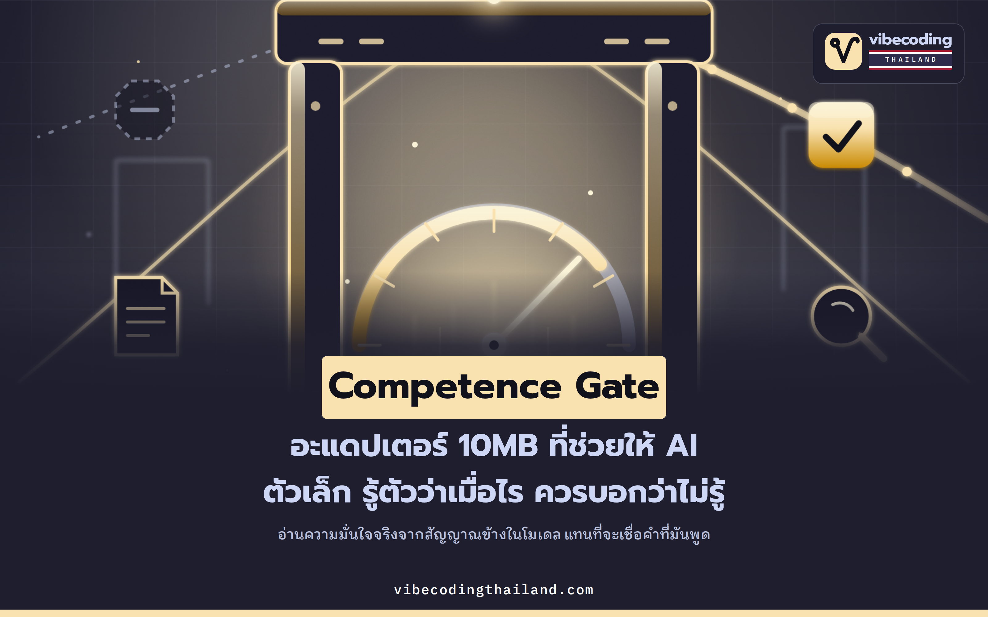 โมเดล AI ตัวเล็กรู้มากกว่าที่บอกออกมา · Competence Gate คือ LoRA 10MB ที่อ่านสัญญาณความมั่นใจที่แท้จริงจากภายในโมเดล