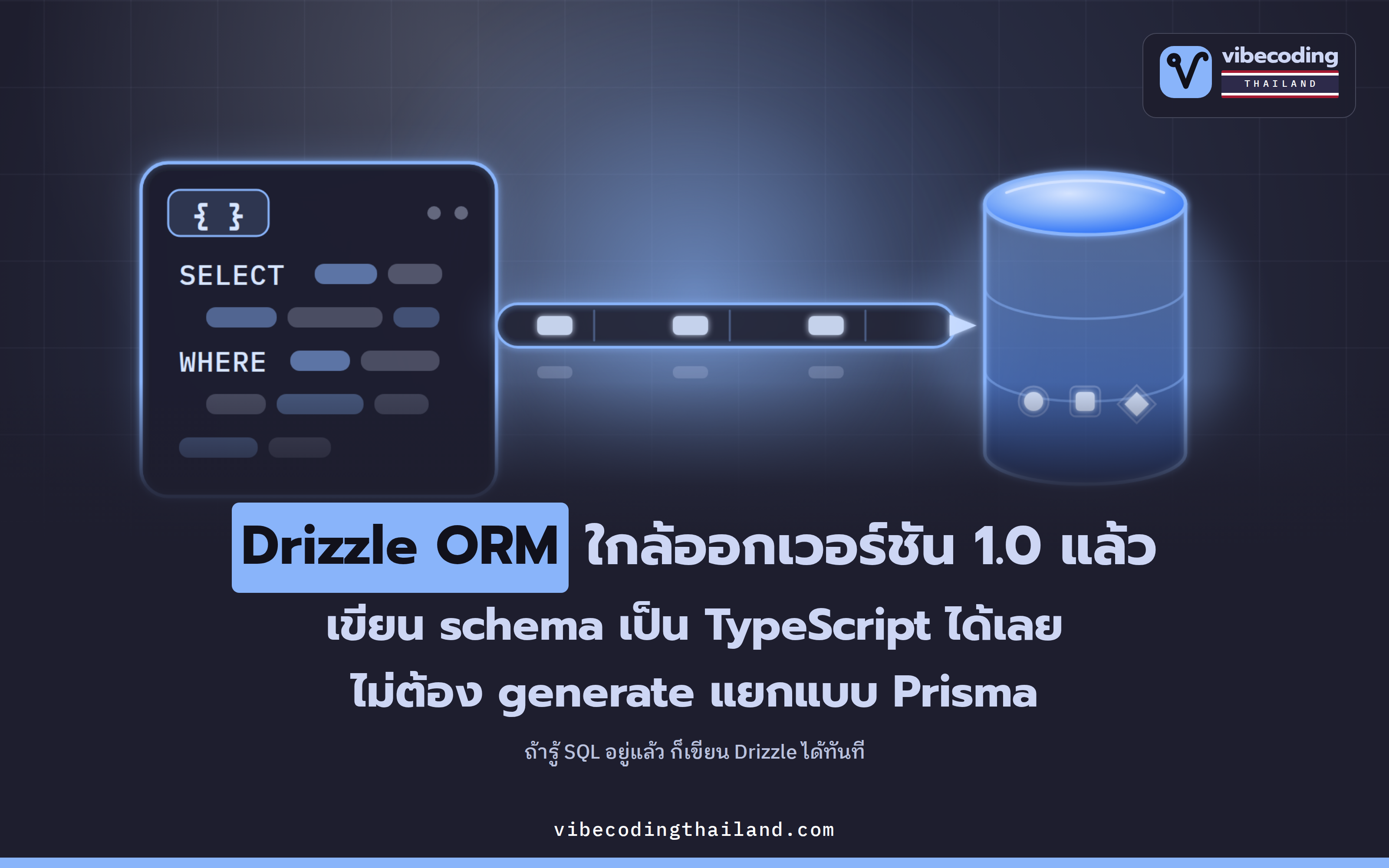 Drizzle ORM กำลังจะถึง 1.0 · ORM สาย TypeScript ที่เขียน query ใกล้ SQL ต่างจาก Prisma ตรงไหน