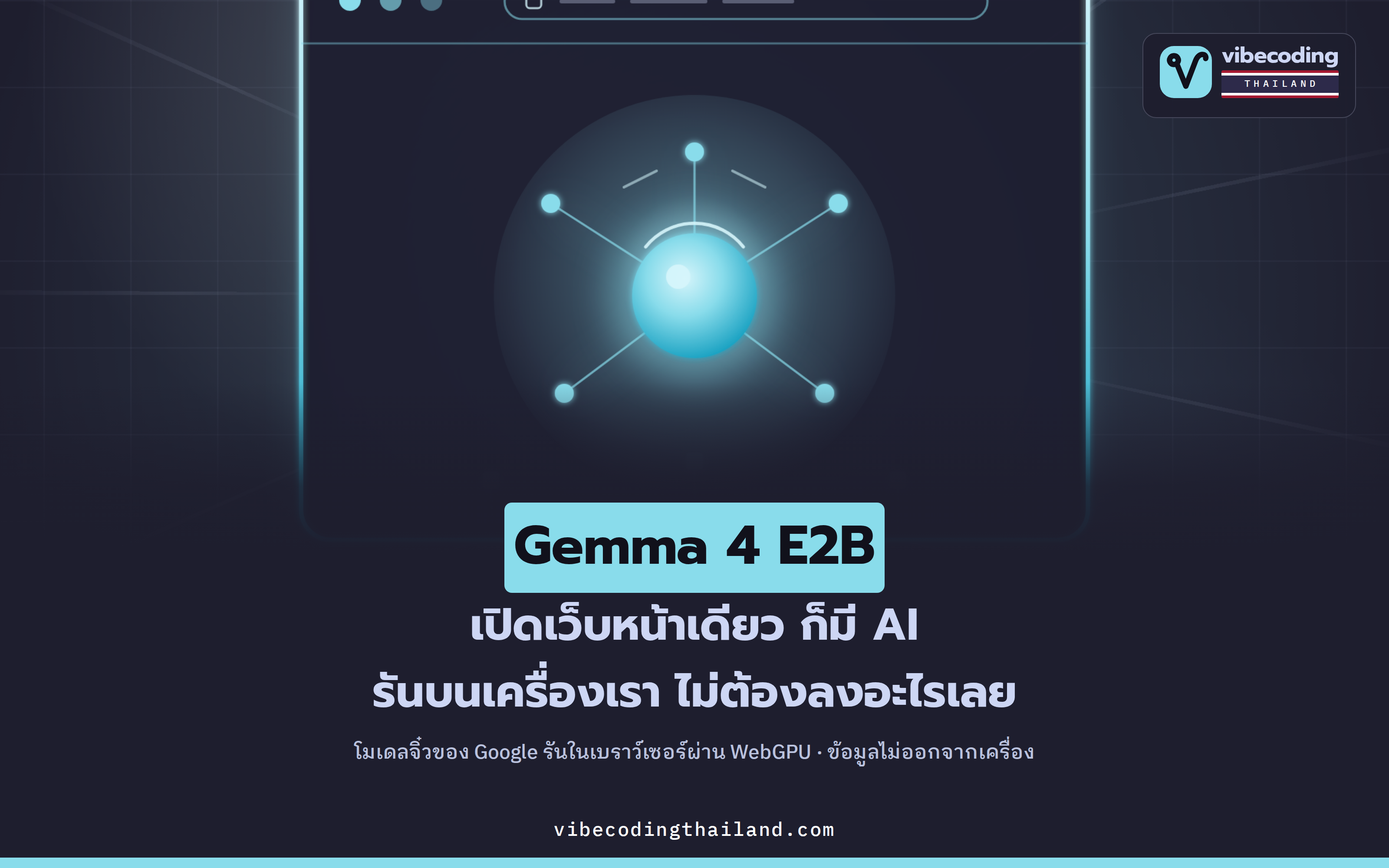 เปิดหน้าเว็บแล้วโมเดล AI ทำงานในเครื่องเลย · Gemma 4 E2B รันในเบราว์เซอร์ผ่าน WebGPU ได้จริง