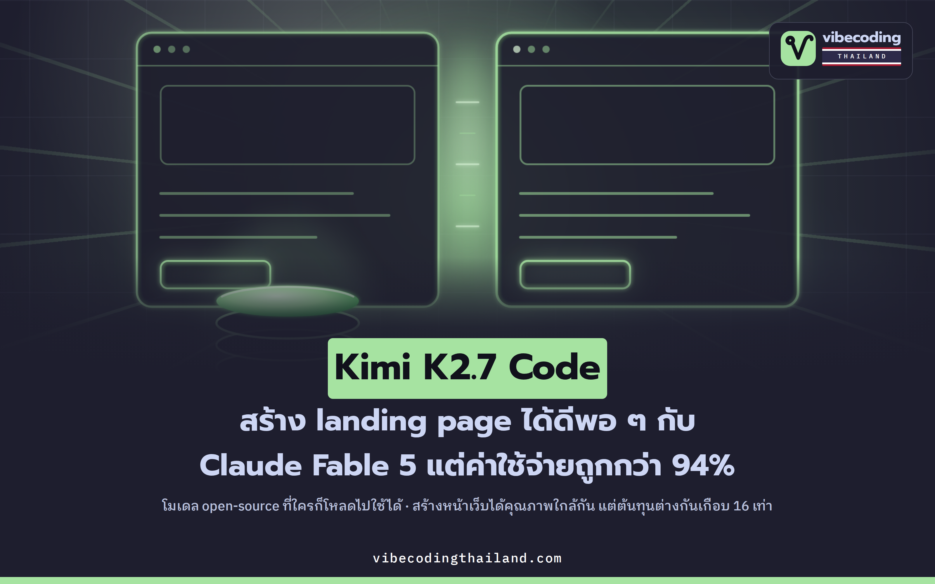 Kimi K2.7 Code สร้าง landing page ได้พอ ๆ กับ Claude Fable 5 แต่ถูกกว่า 94%
