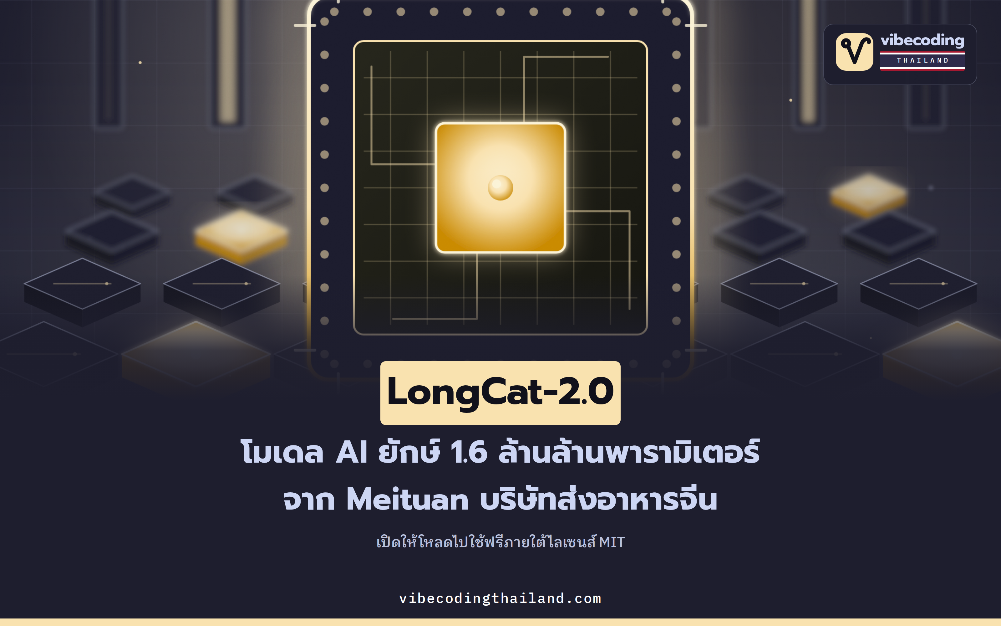 LongCat-2.0 โมเดลโอเพนซอร์สจากจีน 1.6 ล้านล้านพารามิเตอร์ ใช้ฟรีภายใต้ไลเซนส์ MIT และเทรนทั้งตัวโดยไม่ใช้การ์ด Nvidia