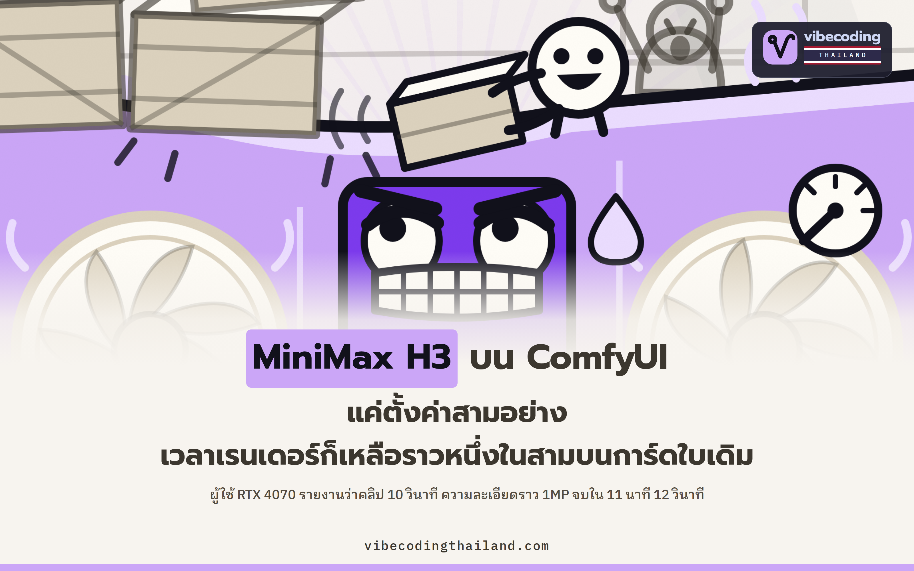 การตั้งค่าสามอย่างใน ComfyUI ที่ผู้ใช้ RTX 4070 รายงานว่าลดเวลาเรนเดอร์ MiniMax H3 เหลือราวหนึ่งในสาม