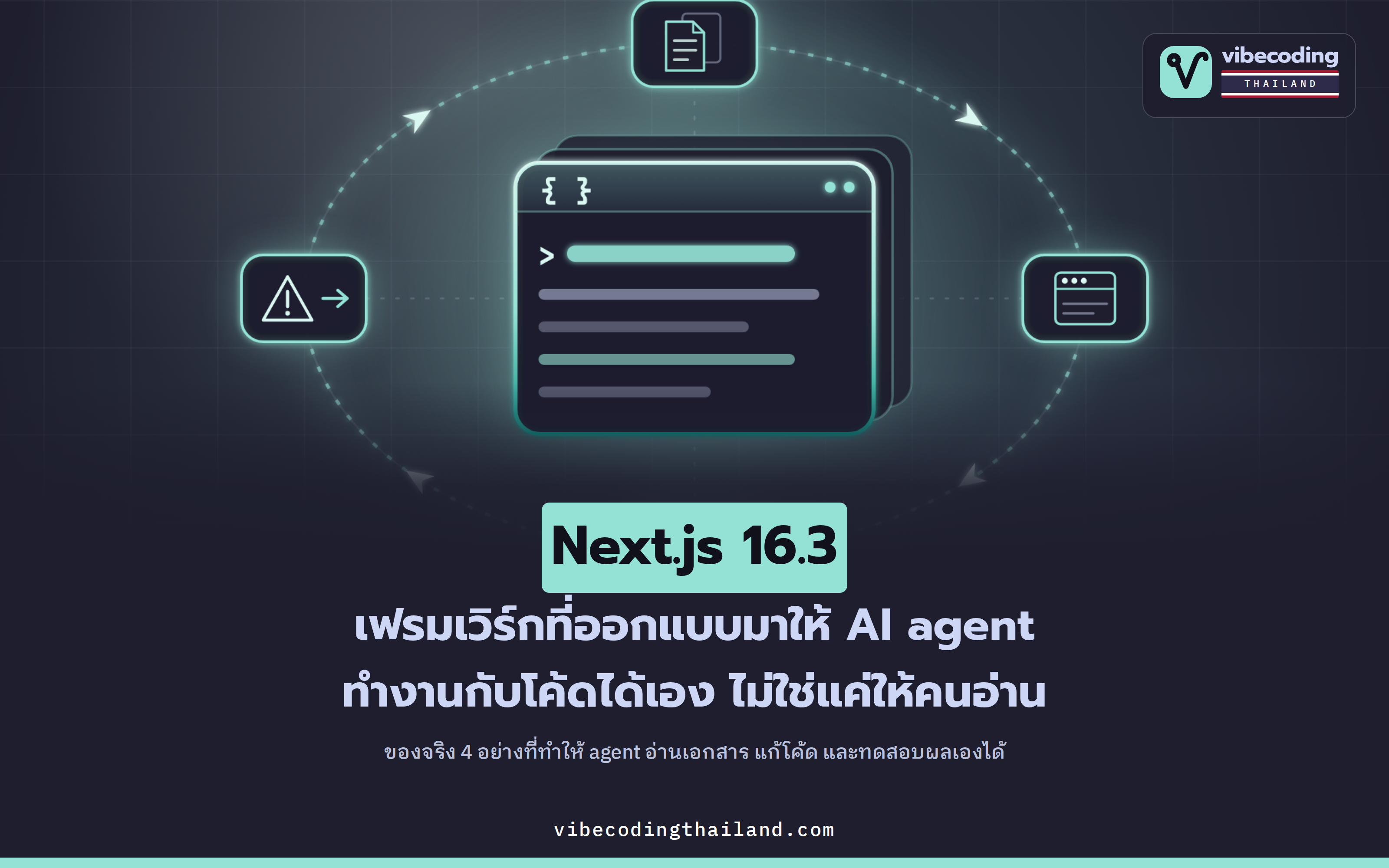 Next.js 16.3 เพิ่มฟีเจอร์ใหม่ที่ออกแบบมาให้ AI coding agent ใช้ ไม่ใช่แค่ให้คนอ่านอย่างเดียว