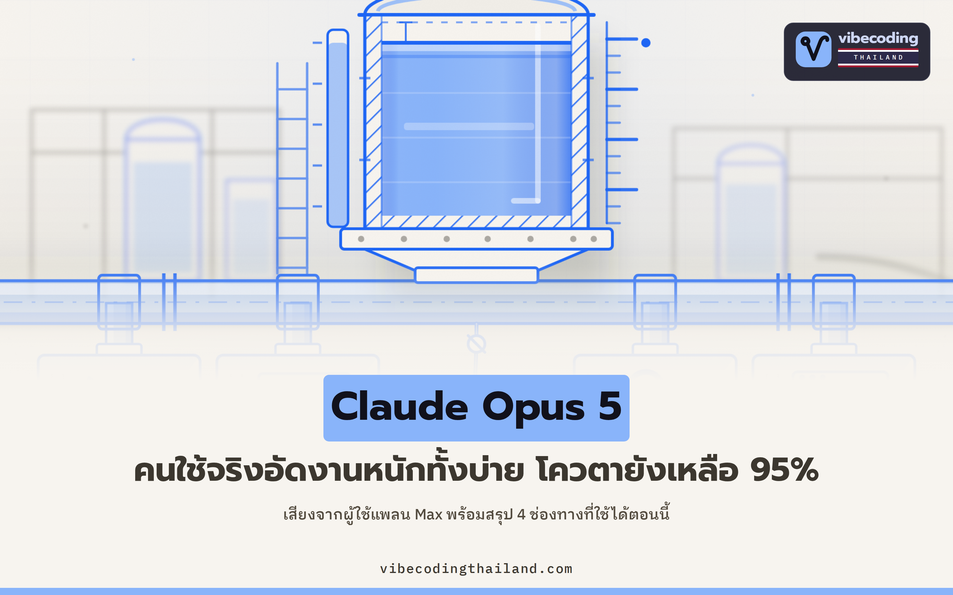 Claude Opus 5 ใช้ได้ที่ไหนบ้างแล้ว คุ้มโทเคนแค่ไหน · ผู้ใช้แพลน Max ลองอัดงานหนักแล้วโควตายังเหลือ 95%