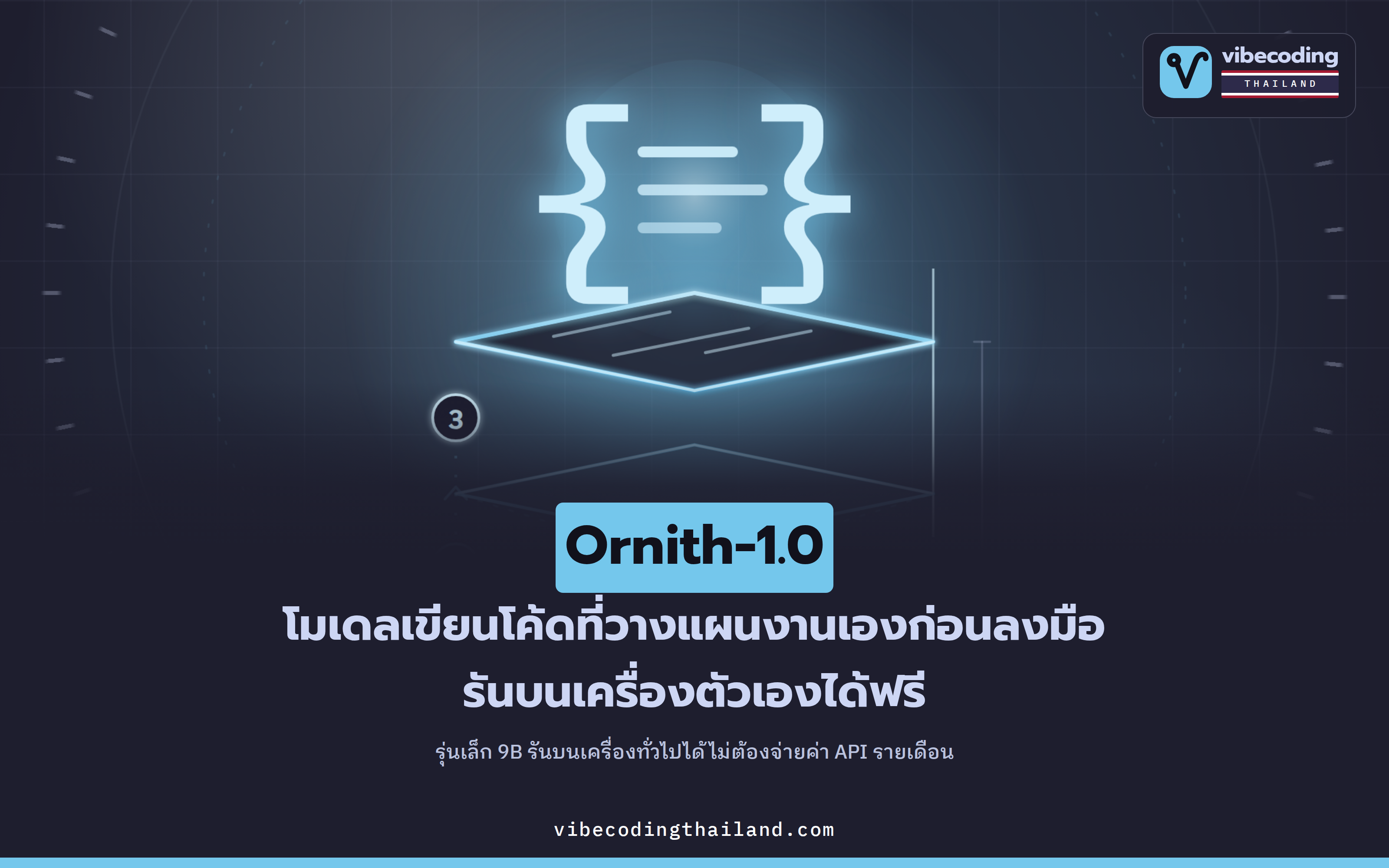 Ornith-1.0 โมเดลเขียนโค้ดโอเพนซอร์สที่วางแผนงานให้ตัวเองก่อนลงมือ · รุ่น 9B โหลดมารันในเครื่องเองได้ฟรี