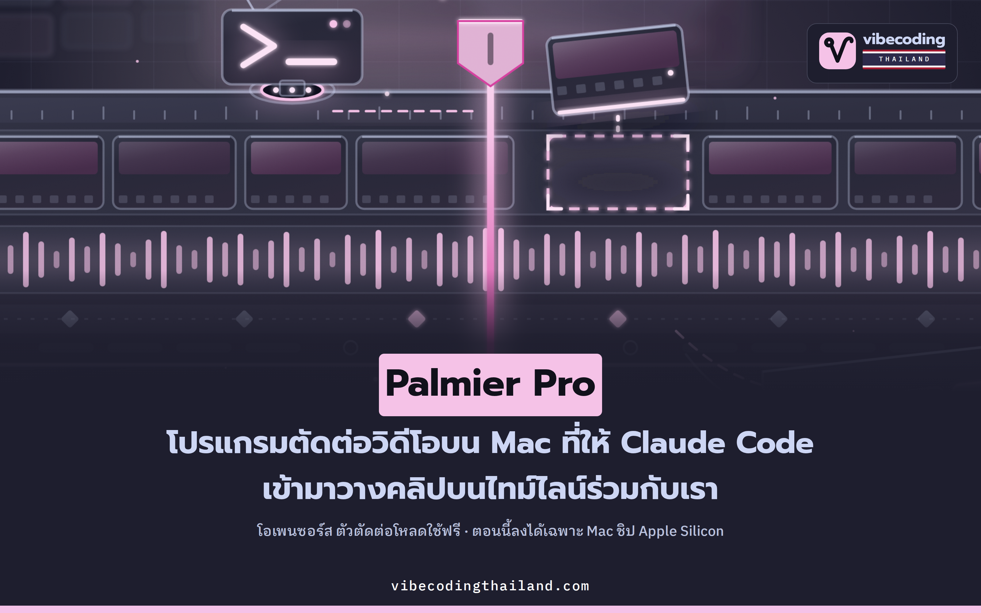 Palmier Pro โปรแกรมตัดต่อวิดีโอสำหรับ Mac ที่รันตัวเองขึ้นมาเป็น MCP server ให้ Claude Code เข้ามาสั่งงานบนไทม์ไลน์