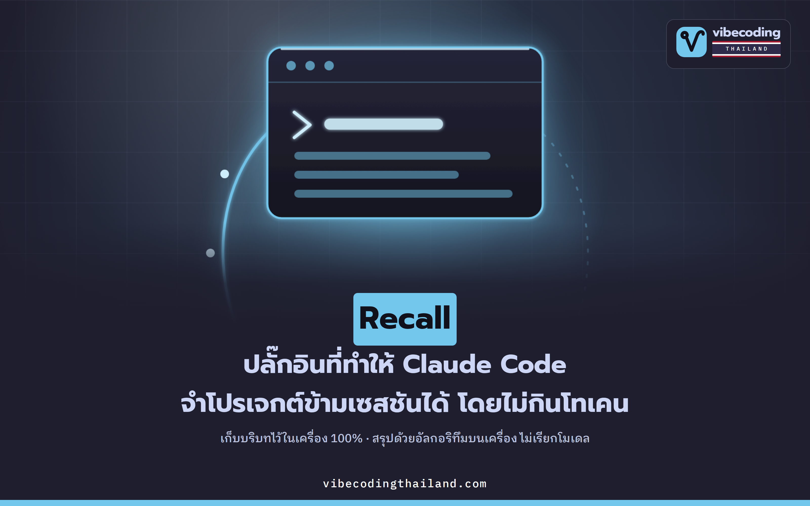Recall ปลั๊กอินที่ทำให้ Claude Code จำบริบทโปรเจกต์ข้ามเซสชันได้ เก็บไว้ในเครื่อง ไม่กินโทเคน