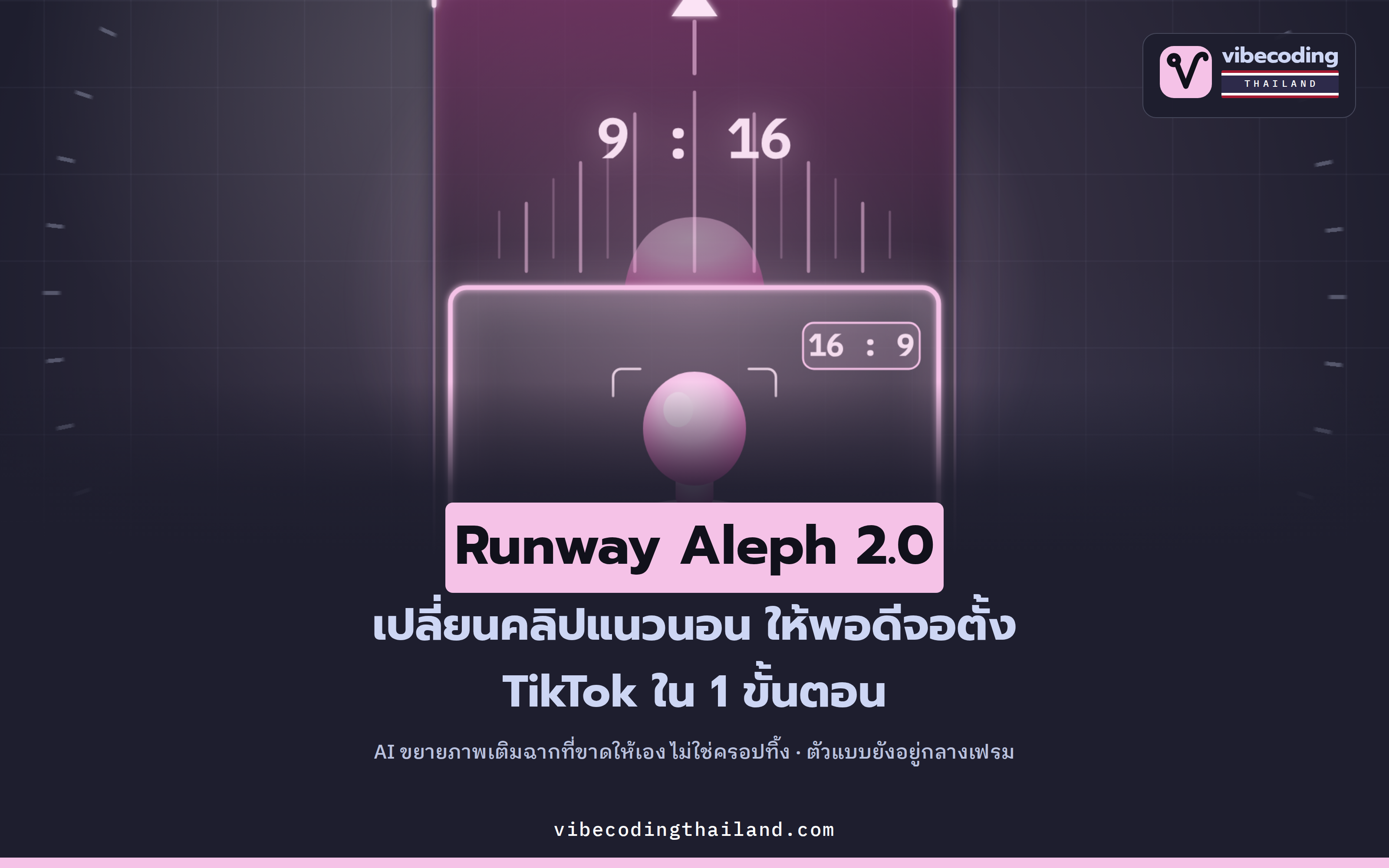 Runway Aleph 2.0 เพิ่มฟีเจอร์ Expand Videos · เปลี่ยนสัดส่วนคลิปให้พอดีทุกแพลตฟอร์ม ด้วยการให้ AI ขยายฉาก