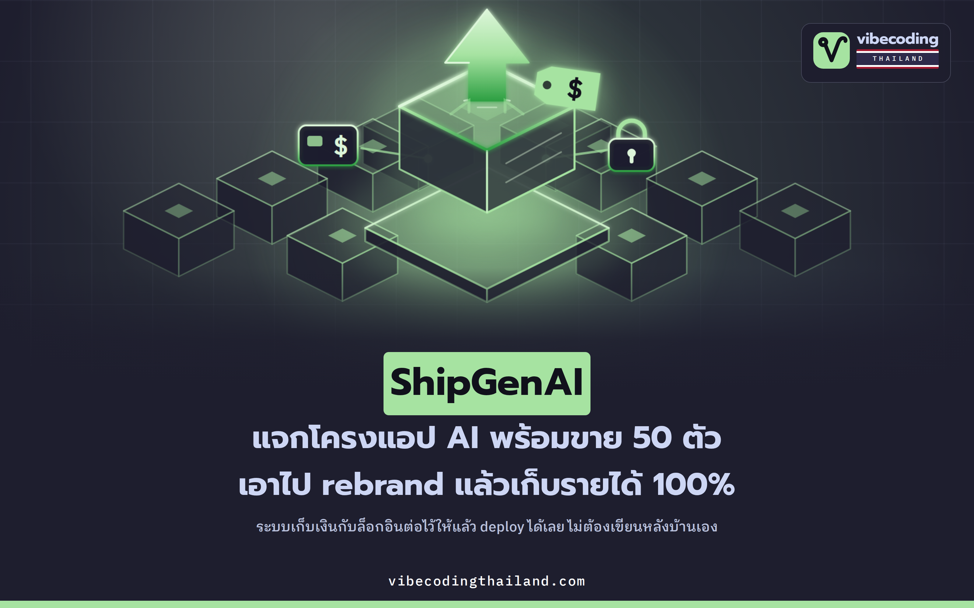 ShipGenAI รีโปโอเพนซอร์สที่แจกโครงแอป AI SaaS พร้อมขาย 50 ตัว เอาไป rebrand แล้วเก็บรายได้ 100%