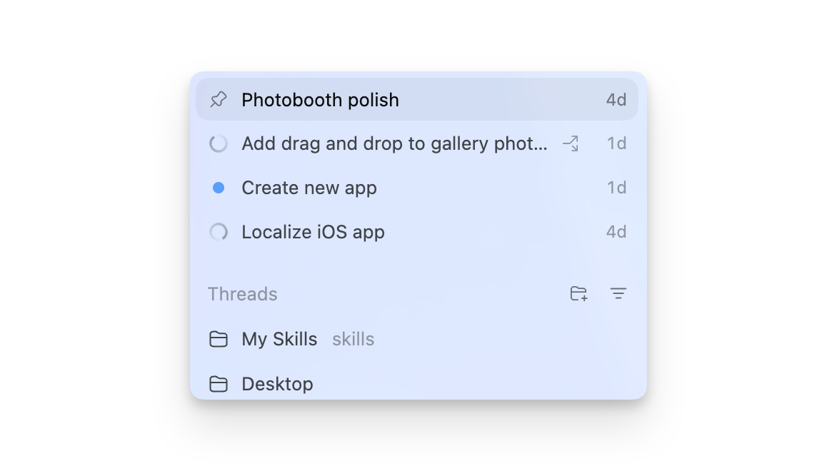หน้าจอแอป desktop แสดงงานหลายชิ้นรันพร้อมกันใน Project