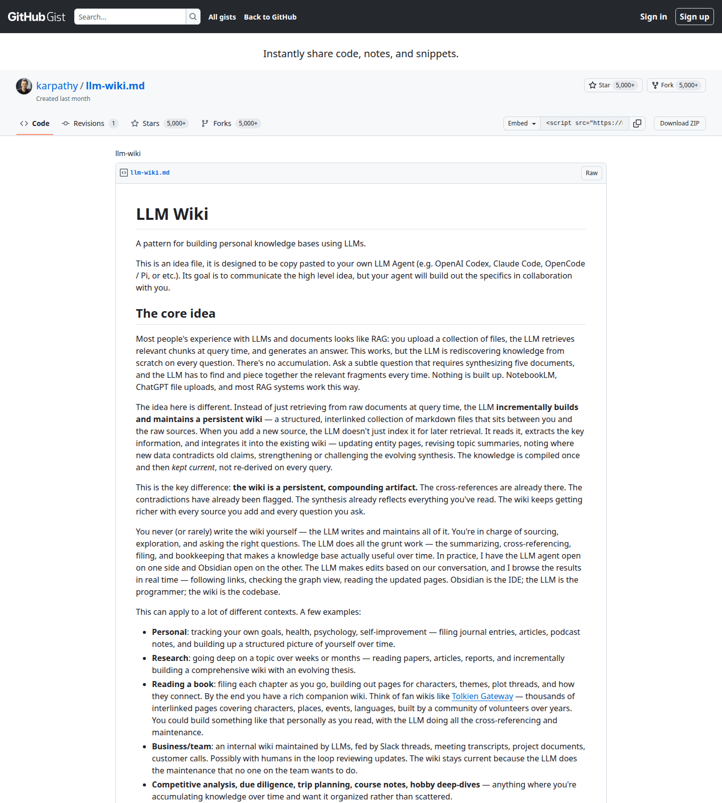 gist เรื่อง LLM Wiki ของ Andrej Karpathy: ที่มาของแนวคิดจัดความรู้ให้ LLM ใช้ต่อได้
