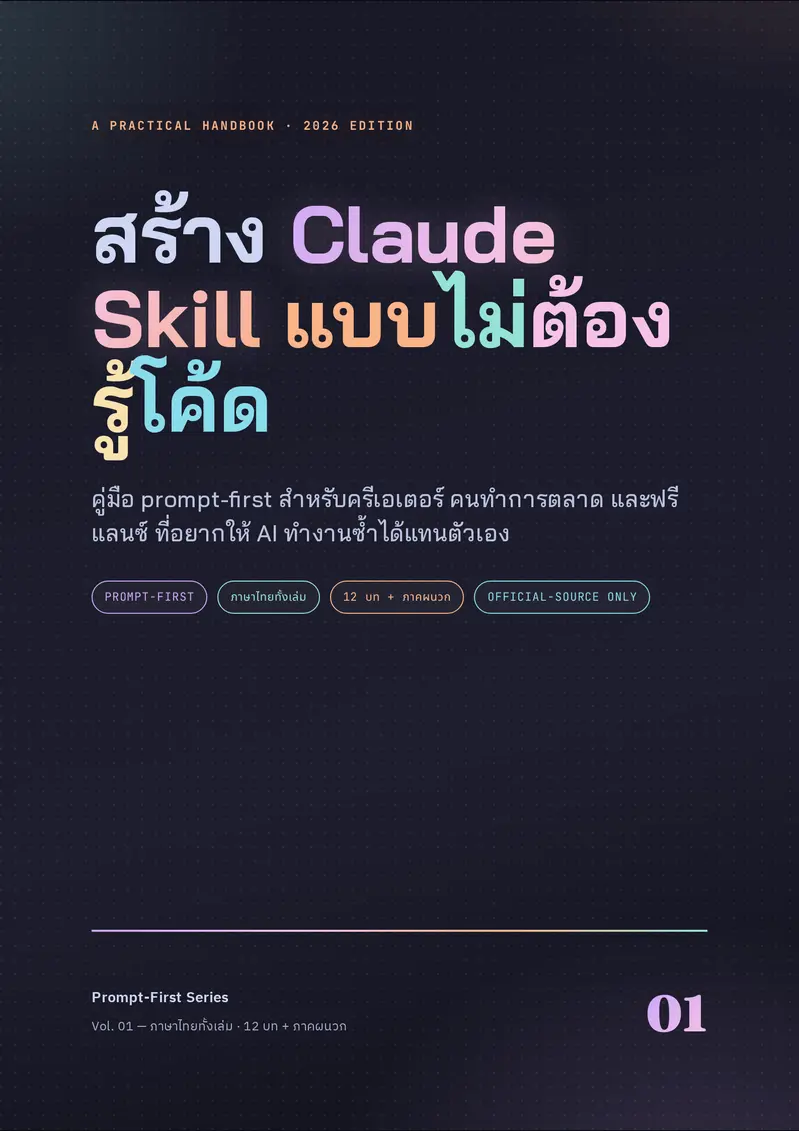 ปกหนังสือ สร้าง Claude Skill แบบไม่ต้องรู้โค้ด