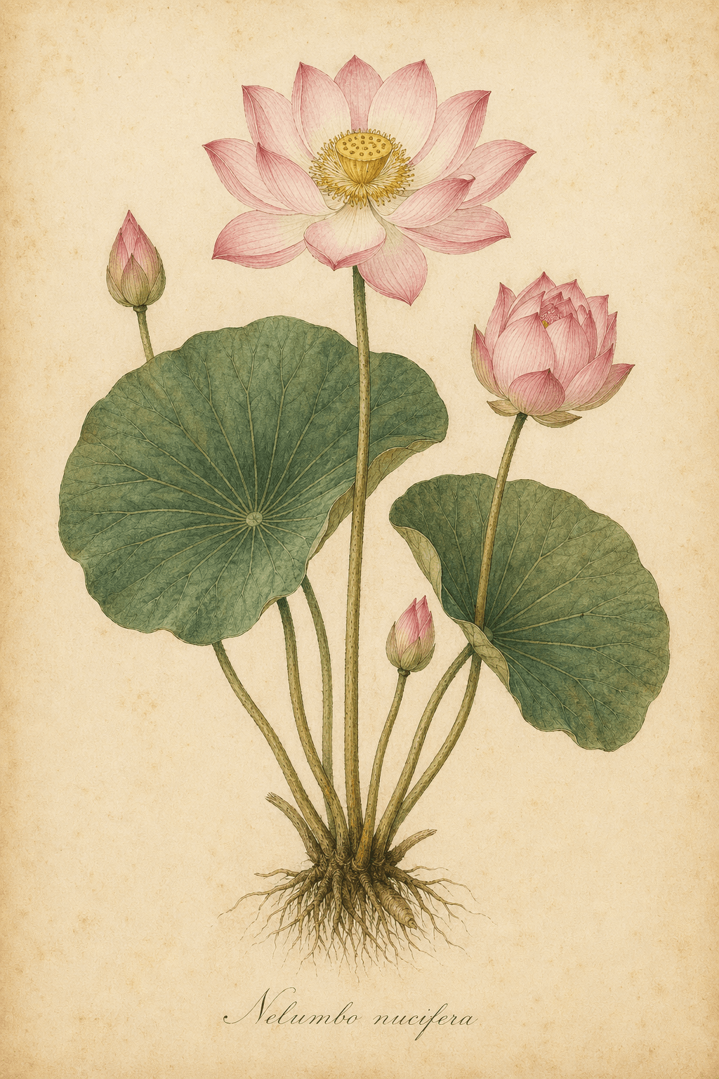 ตัวอย่างผลลัพธ์ของพรอมต์ สร้างภาพ Botanical Illustration สไตล์ Vintage Audubon สำหรับติดผนัง