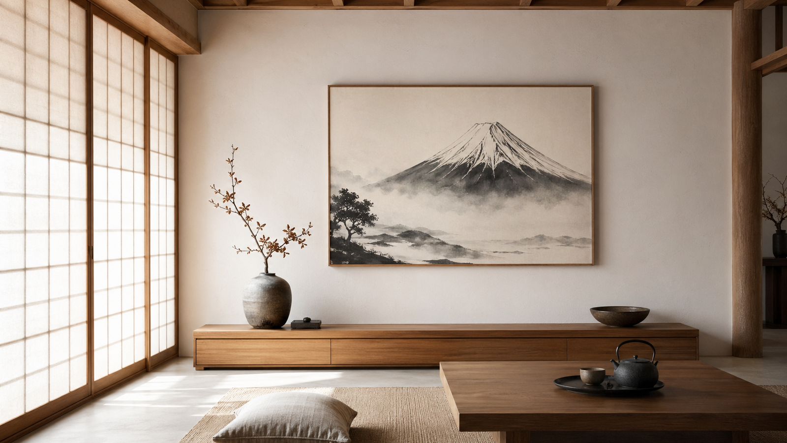 สร้างภาพแนว Ukiyo-e / Sumi-e สไตล์ Minimalist สำหรับตกแต่งผนัง